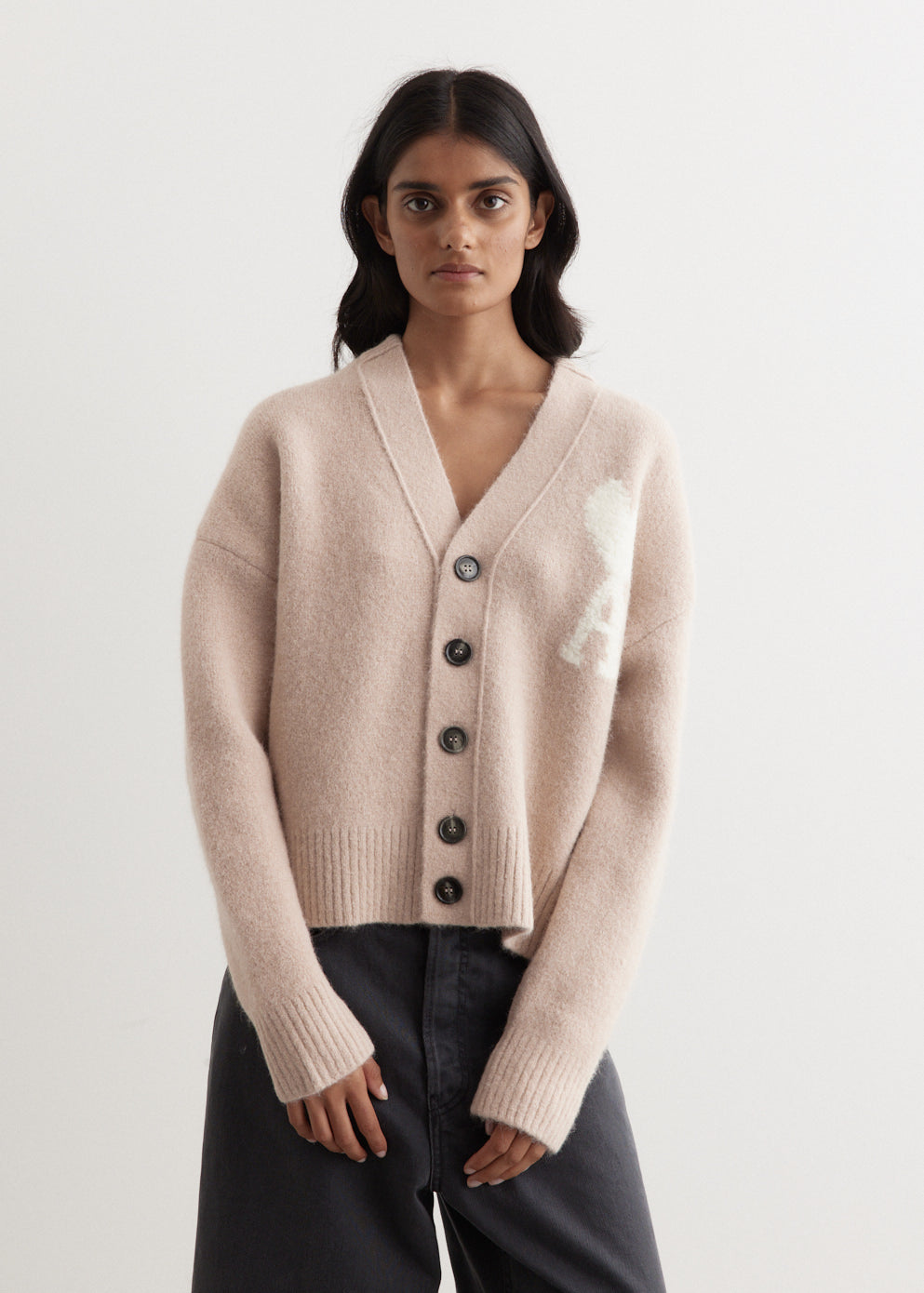 Off White ADC Cardigan Powder Pink - Women's Knit Sweater UKC025 KN0032 685 W PNK | Casual Chic Outfit for Fall & Winter Fashion