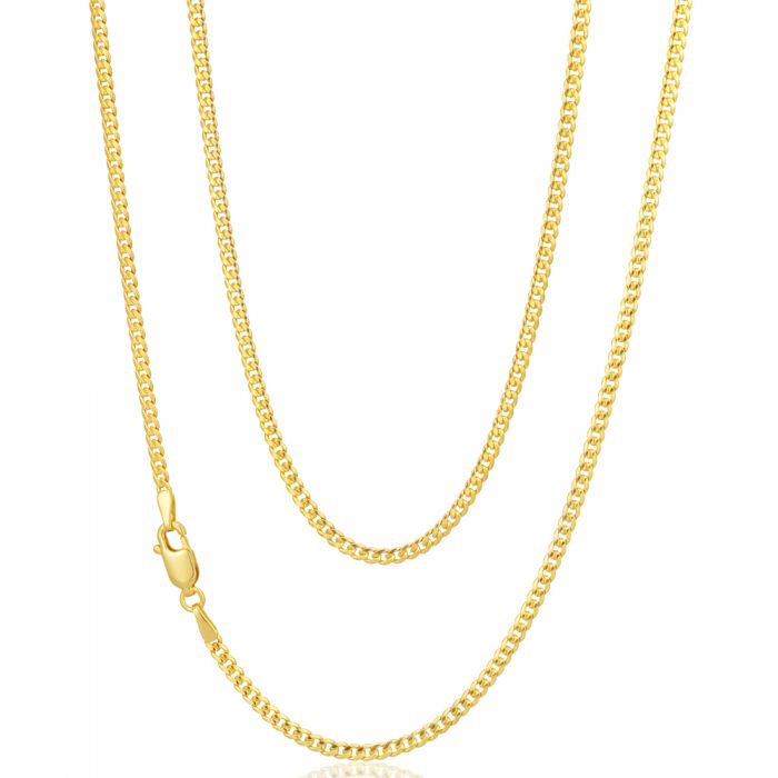 9ct Gold Filled Curb Chain Necklace - 50cm Length, 60 Gauge Thickness - Perfect for Layering, Gift Giving & Everyday Wear