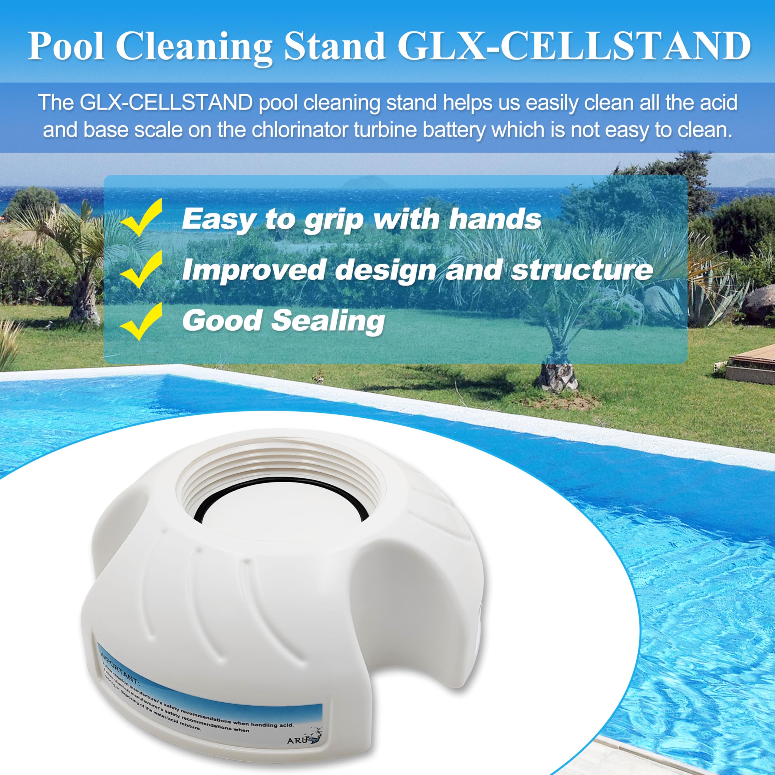 Hayward Turbo Cell Replacement Stand GLX-CELLSTAND - Pool Salt Cell Cleaning Stand for Acid Washing & Maintenance - Perfect for Hayward T-Cell 3, 5, 9, 15 Models - Essential Pool Equipment for Saltwater System Maintenance