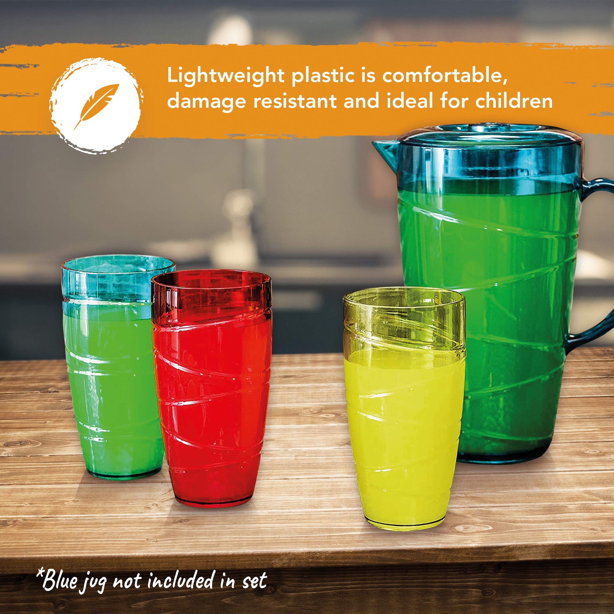 Volila 6-Pack Shatterproof Acrylic Drinking Glasses - Reusable Plastic Tumblers for Parties, Picnics & Daily Use - Colorful Stackable Cups (Great for BBQs, Outdoor Events & Home Entertaining)