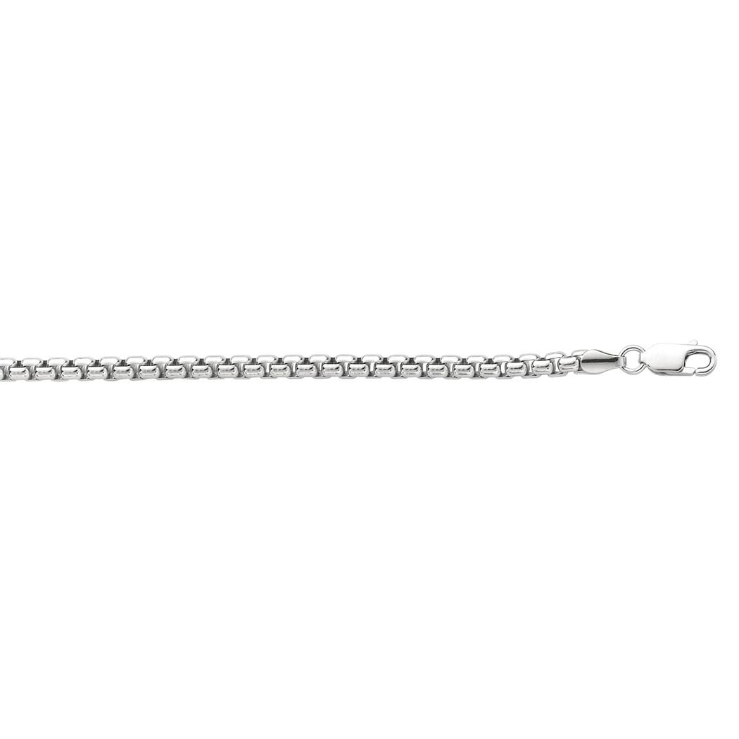 925 Sterling Silver Rhodium Plated Sparkle Cut Round Box Chain Necklace for Women & Men - 16