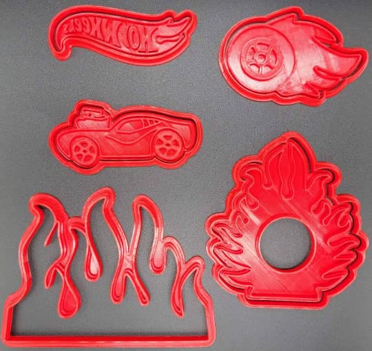 Hot Flame Race Car Wheels Cookie Cutter Set - Stainless Steel Baking Stamps for Cookies, Cakes & Cupcakes - Perfect for Birthday Parties, Baby Showers & DIY Baking Decorations