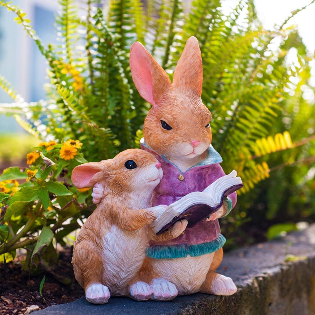 GKEKWMX Waterproof Resin Mother and Child Rabbit Statue - Outdoor Garden Decor, Lawn Ornaments, Courtyard Sculpture for Balcony, Yard & Villa - Perfect for Spring Decorations, Easter Gift & Countryside Themed Gardens