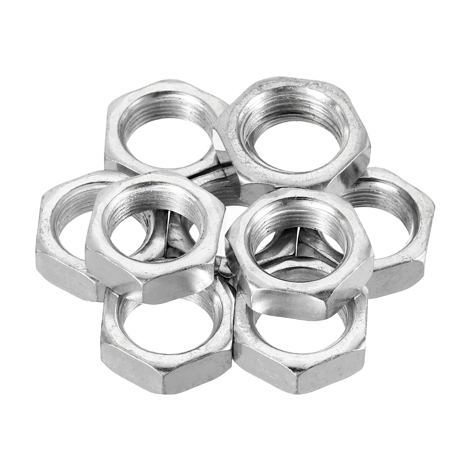PATIKIL M16 x 1.0 Steel Hex Nuts - 10 Pack Metric Thread Zinc Plated Fasteners (8mm Height) - Ideal for Automotive, Machinery & DIY Projects