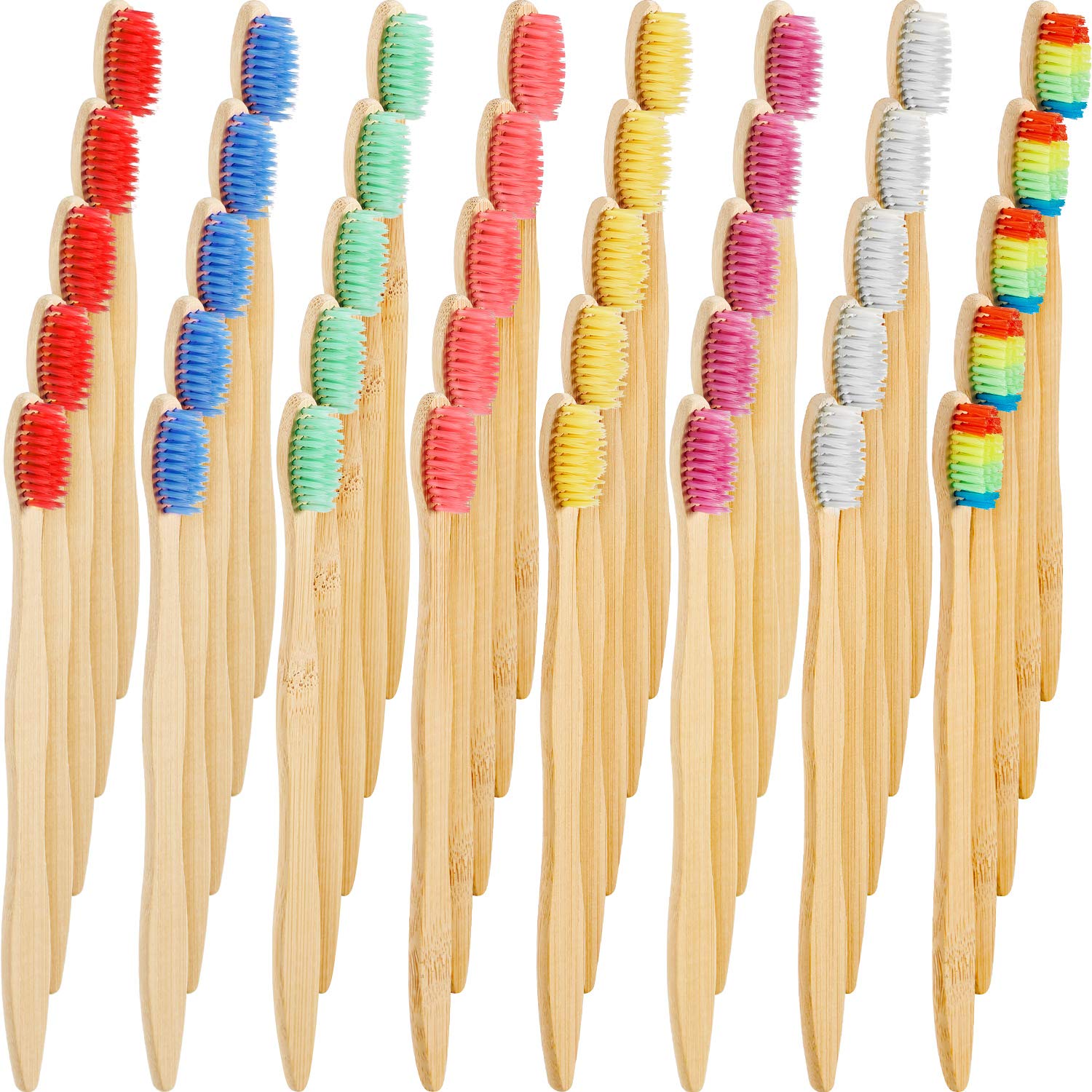 Eco-Friendly 40-Pack Bamboo Toothbrushes with Charcoal & BPA-Free Nylon Bristles (Multi-Color) - Sustainable Oral Care for Home, Travel & Zero Waste Lifestyle