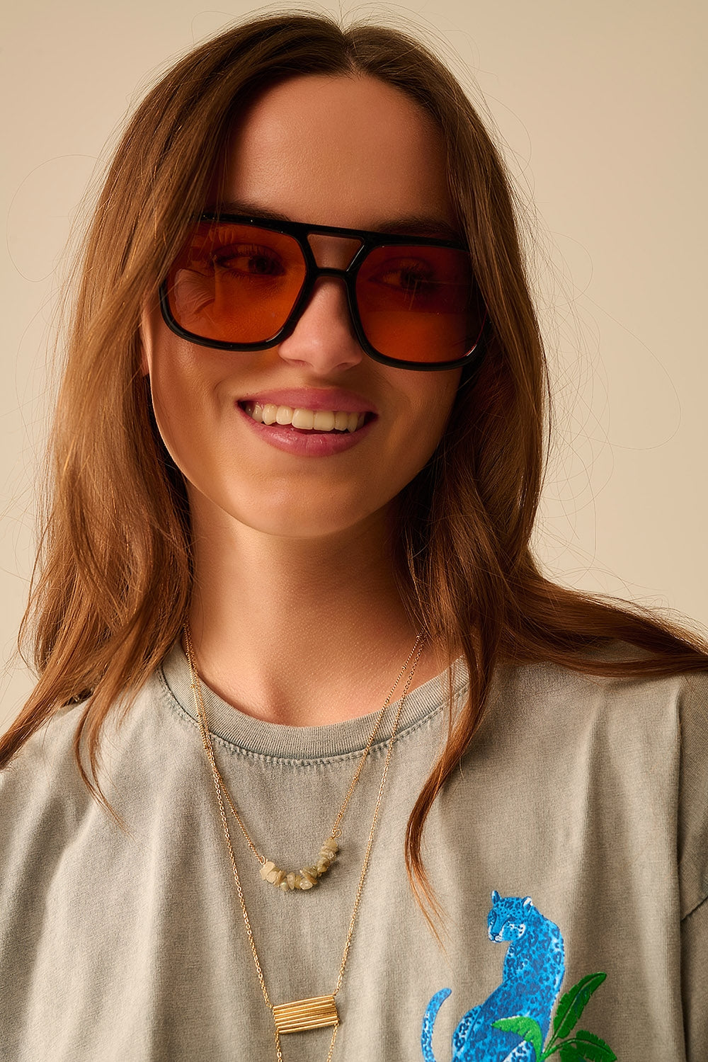 Black Frame Orange Lens Sunglasses for Men & Women - UV Protection, Fashionable & Comfortable for Outdoor Activities, Beach, Driving & Travel