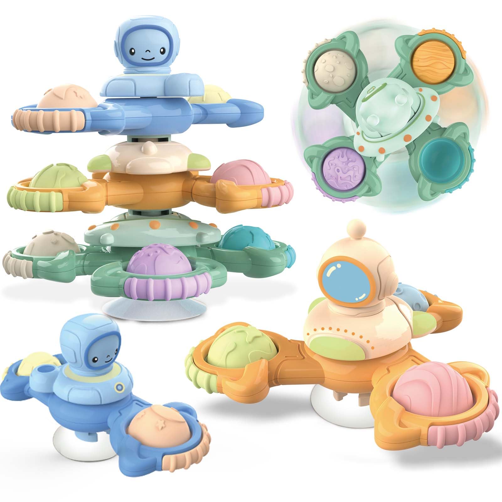 3PCS Suction Cup Spinner Toy for Toddlers - Fidget & Sensory Toys for 2-3 Year Old Boys & Girls - Bath Toys, Easter Gift & Stress Relief - Perfect for Playtime, Learning & Sensory Development