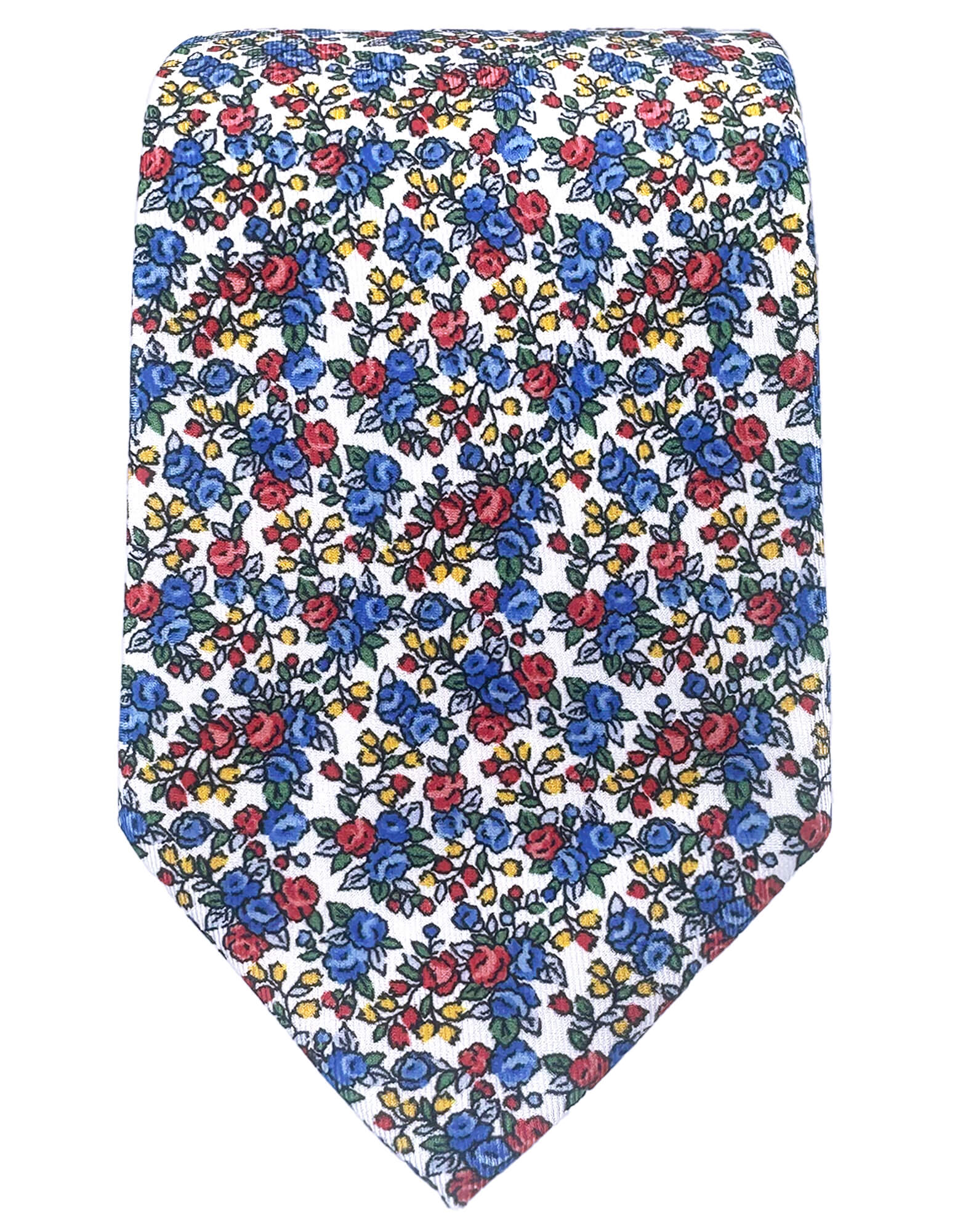CANTINI Omero Floral Necktie for Men - Elegant White Silk Tie with Floral Pattern - Perfect for Weddings, Business Meetings & Formal Occasions