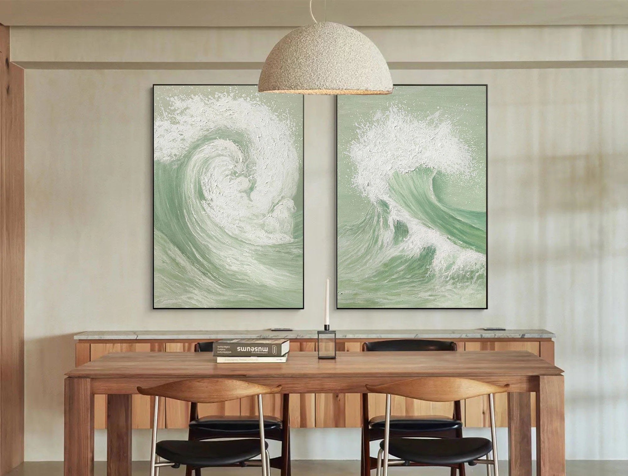Ocean and Sky Painting Set of 2 - Modern Coastal Wall Art for Living Room & Bedroom Decor - Handmade Canvas Prints for Beach House & Home Office