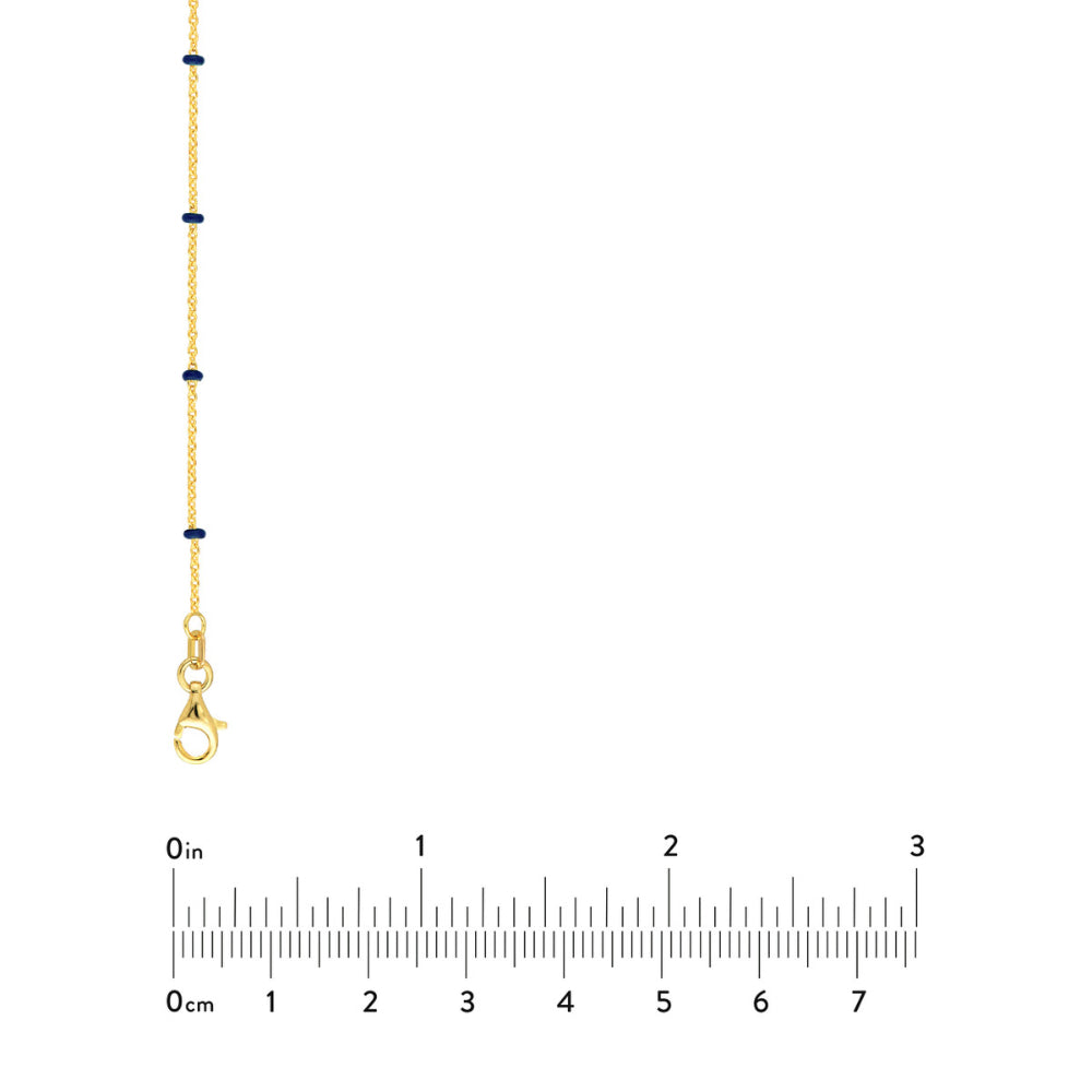 14K Gold Chain Necklace with Blue Enamel Stations - Elegant Jewelry for Women, Perfect for Everyday Wear, Gifts & Special Occasions