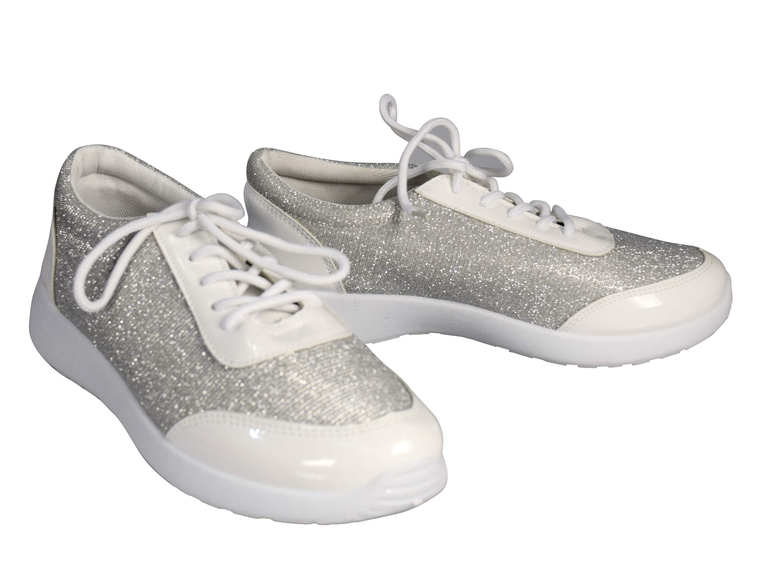 Sparkling Glitter Lace-Up Platform Sneakers for Women - Comfortable Elastic Casual Shoes for Party, Dance & Everyday Wear