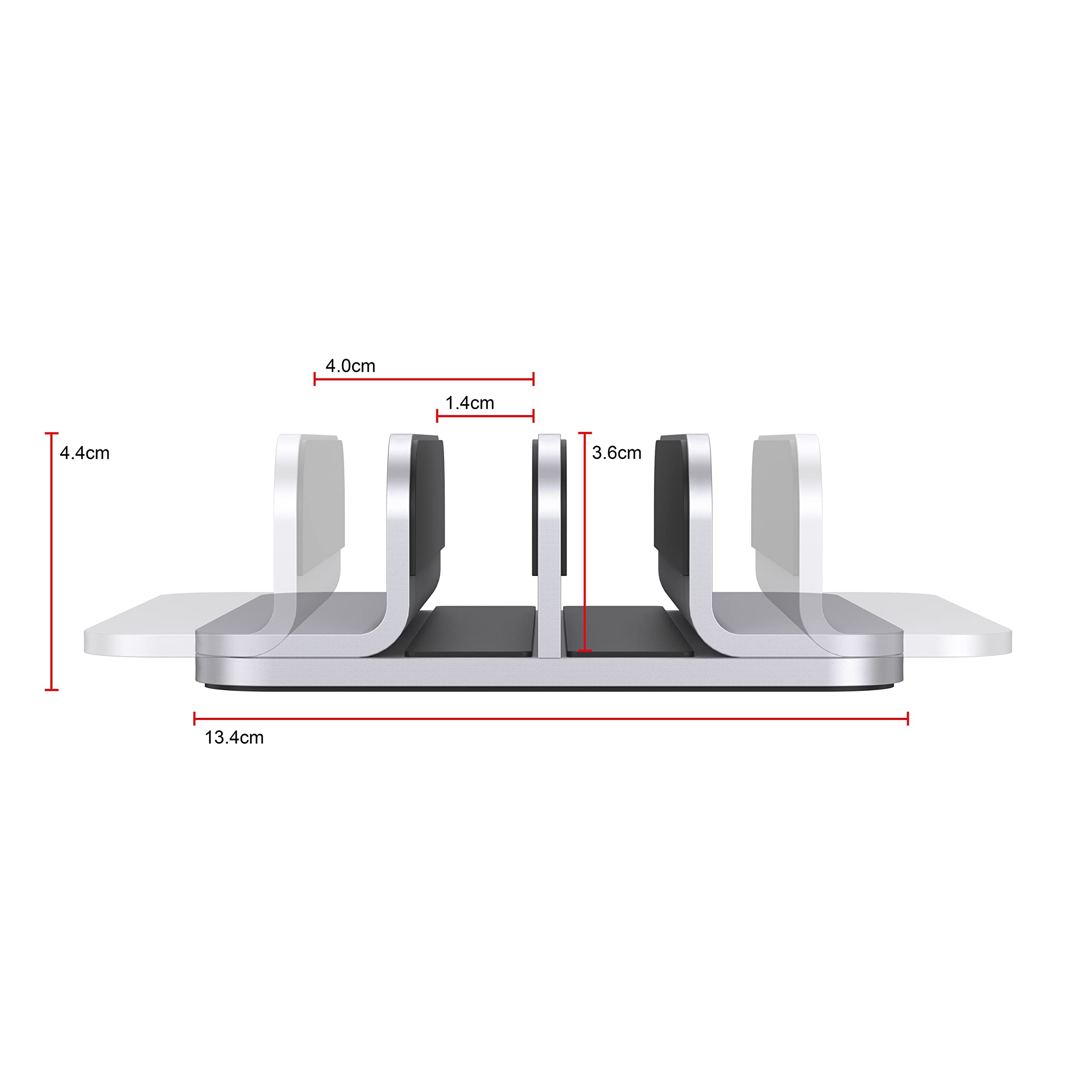 Premium Double Aluminum Laptop Vertical Stand Organizer | Heavy-Duty Notebook Computer Holder for MacBook Air/Pro, Mac Mini, iPad Pro & Apple TV | Space-Saving Silver Desktop Organizer for Home & Office Workspaces