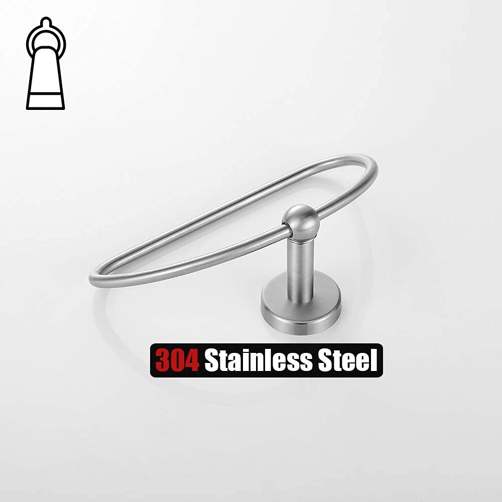 Stainless Steel Towel Ring Holder - 7 Inch Brushed Nickel Wall Mount Bathroom Accessory (TR160-BN) - Perfect for Bathrooms, Kitchens, and Powder Rooms