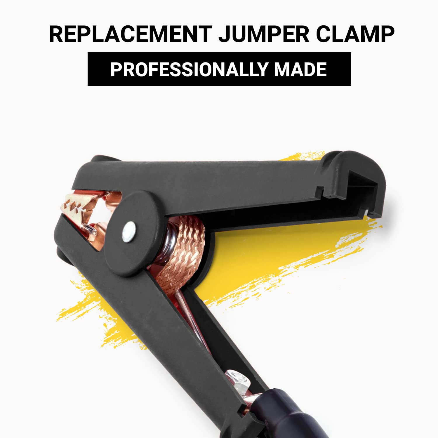 Heavy Duty Spartan Power Replacement Jumper Cable Clamps - Car Battery Clamp Ends for Jump Starter Cables - Single Black Clamp Replacement - Perfect for Emergency Vehicle Jump Starts and Auto Repair Shops