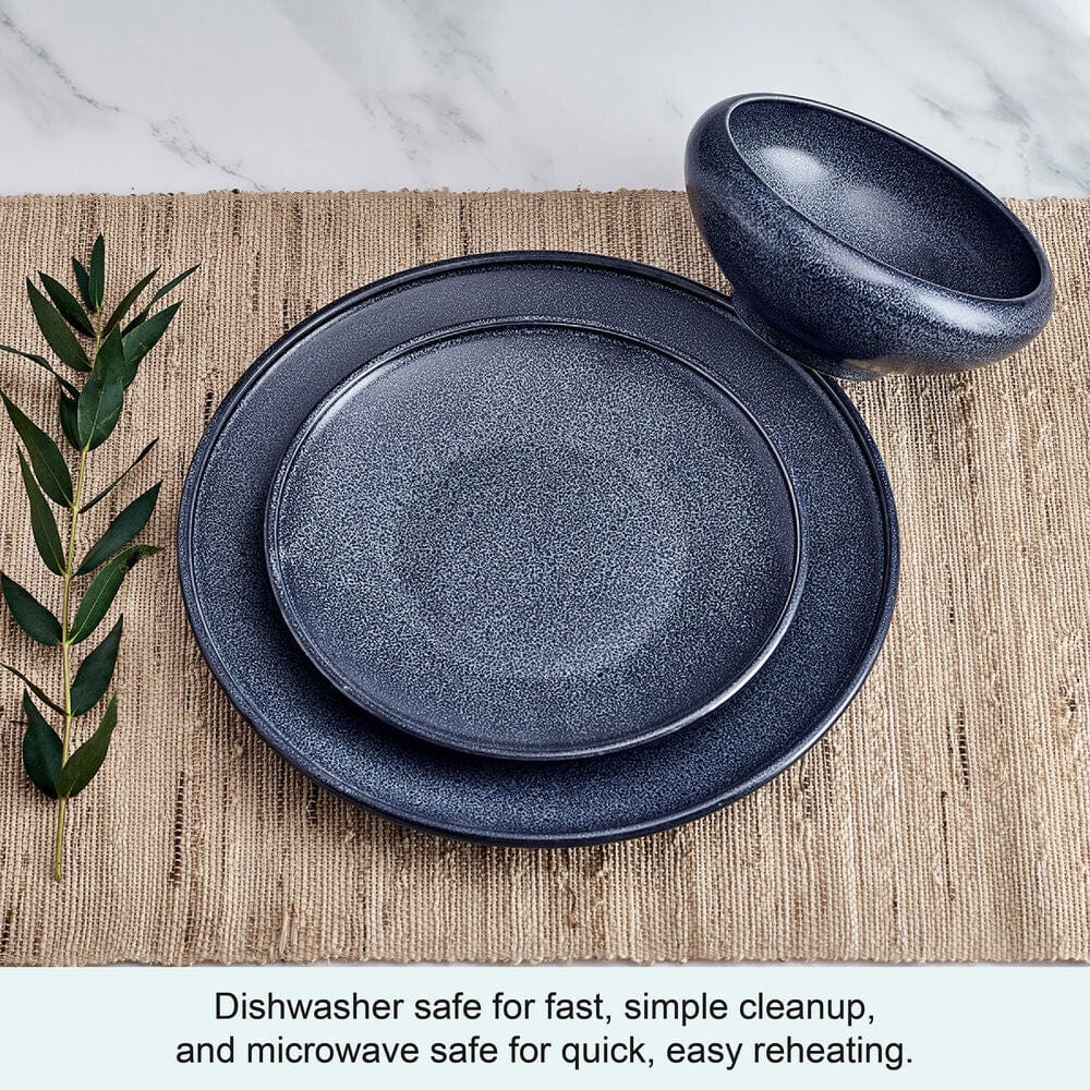 Rylan 12-Piece Dinnerware Set - Porcelain Plates, Bowls & Mugs for 4 People - Elegant Tableware for Family Dinners, Parties & Everyday Use
