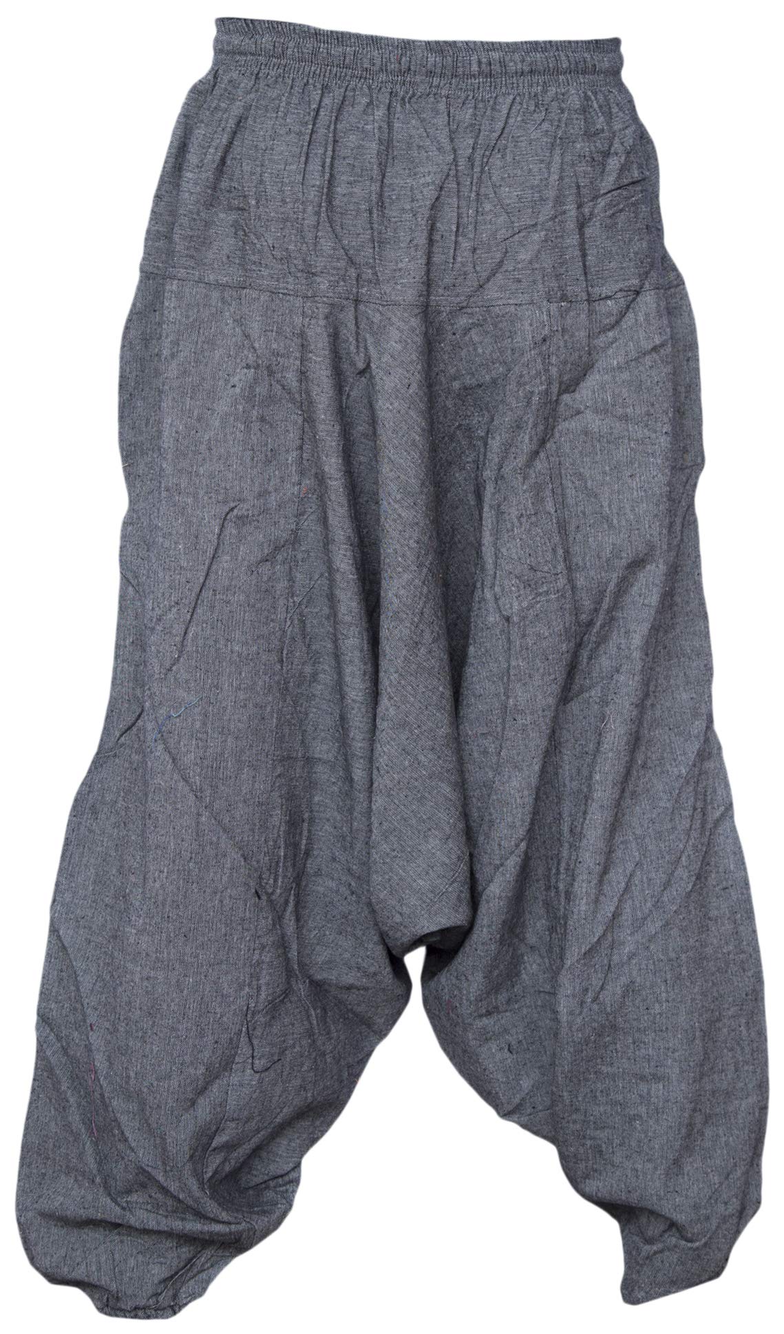 **Gheri Men's Cotton Hemp Harem Pants - Aladdin Genie Style Wide Crotch Loose Fit Trousers for Yoga, Meditation & Lounge Wear**