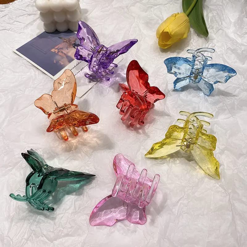 **Ayushicreationa Crystal Butterfly Hair Clips for Women & Girls - Transparent Mini Claw Clutcher Hair Accessories (Multicolor, Pack of 6) | Perfect for Weddings, Parties & Everyday Styling**