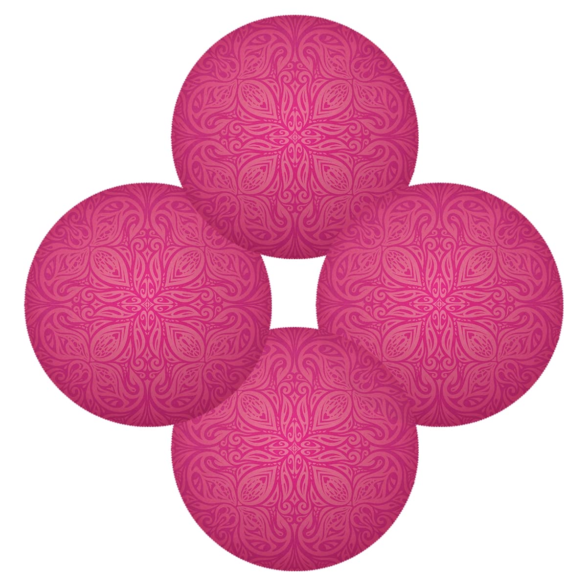 ALAZA Red Floral Hot Pink Mandala Round Placemats - Set of 1 Decorative Dining Table Mat for Kitchen, Home Decor & Holiday Settings | Perfect for Dinner Parties, Festive Gatherings & Everyday Use