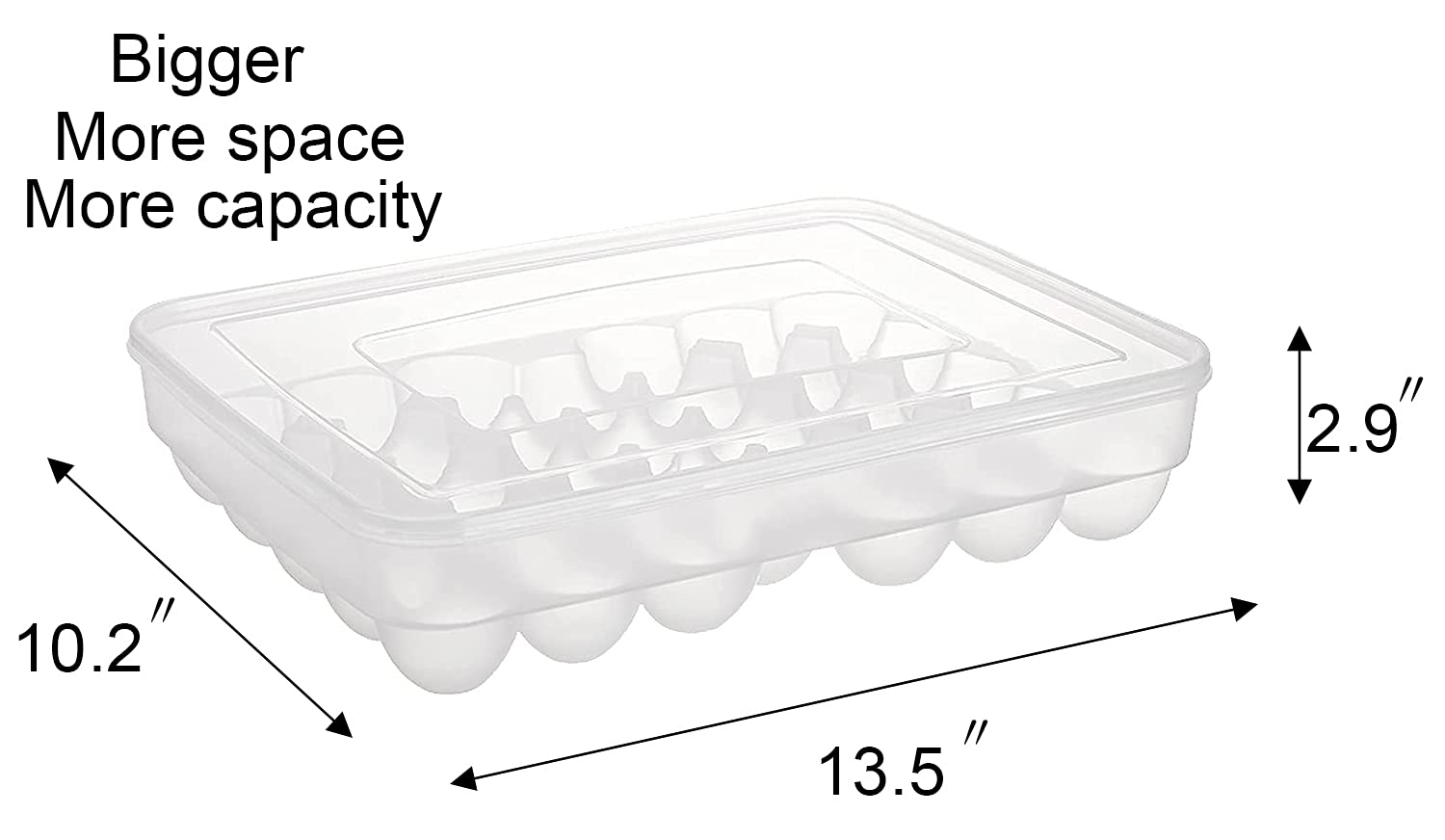 Sooyee 2 Pack Clear Plastic Egg Holder for Refrigerator - Stackable Deviled Egg Tray Storage Container with Lid, Holds 68 Eggs - Perfect for Kitchen Countertop, Picnic, Party & Holiday Food Prep