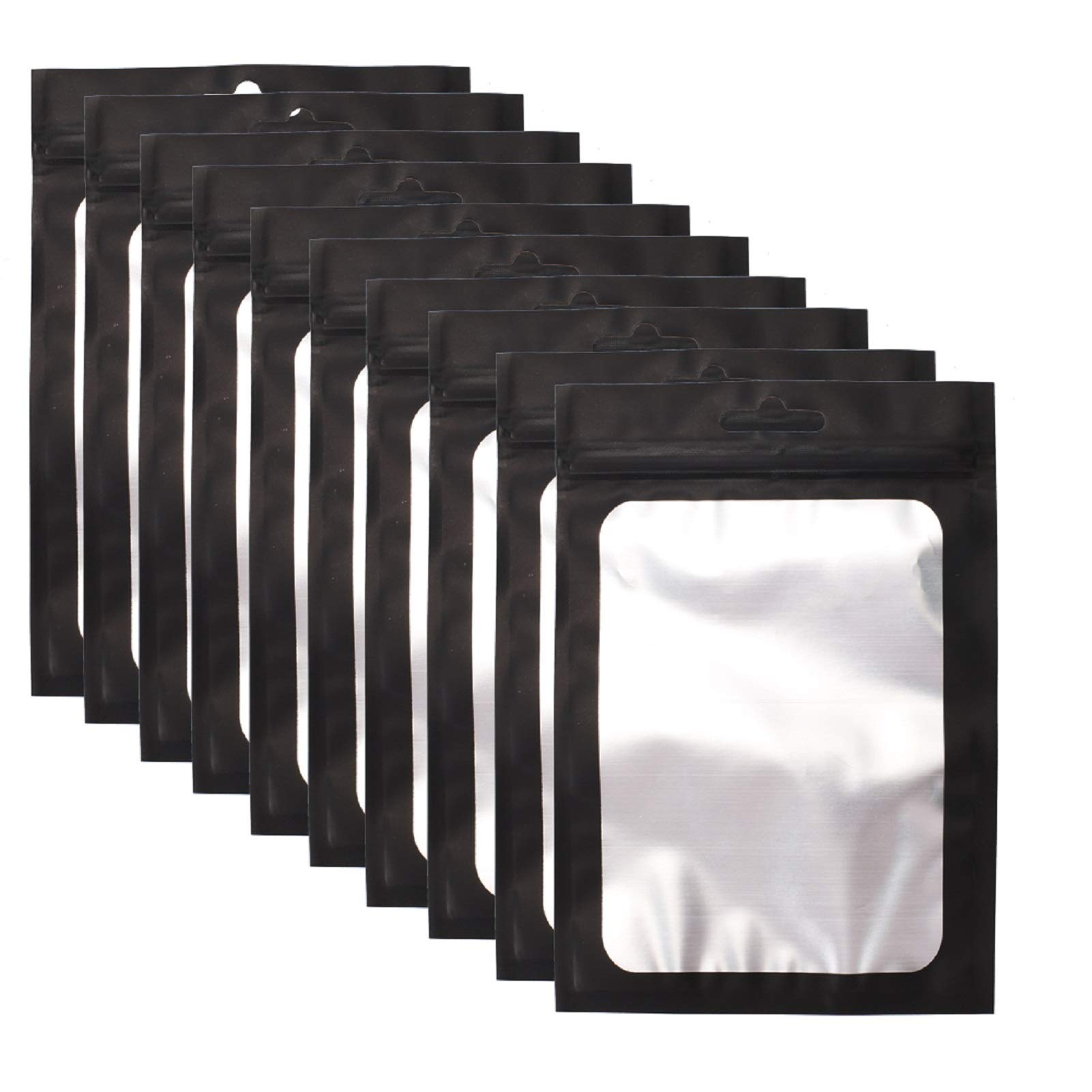 100 Pack Smell Proof Mylar Bags with Resealable Zipper & Clear Window - Airtight Food Storage Bags for Coffee Beans, Herbs, Snacks - Perfect for Kitchen Pantry Organization & Travel Snack Storage