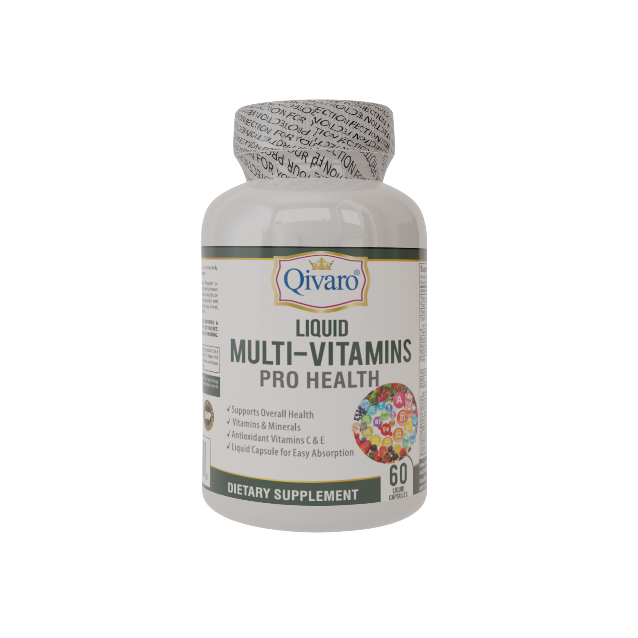 QVM06 Liquid Multi Vitamins with Essential Nutrients - 60 Liquid Capsules for Daily Energy & Immune Support - Perfect for Adults & Active Lifestyles