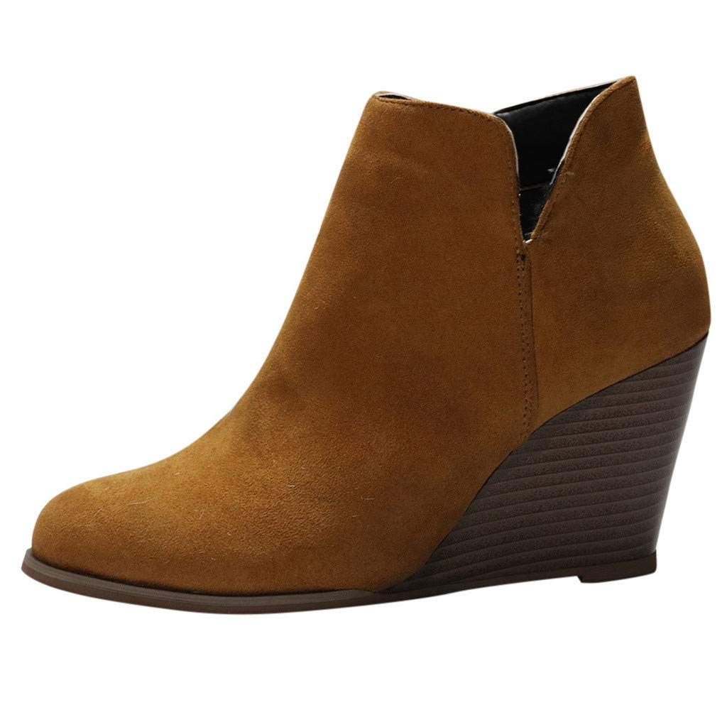 Women's Low Heel Wedge Ankle Boots - Comfortable Casual Fashion Booties for Everyday Wear | Perfect for Office, Dating & Fall/Winter Outfits