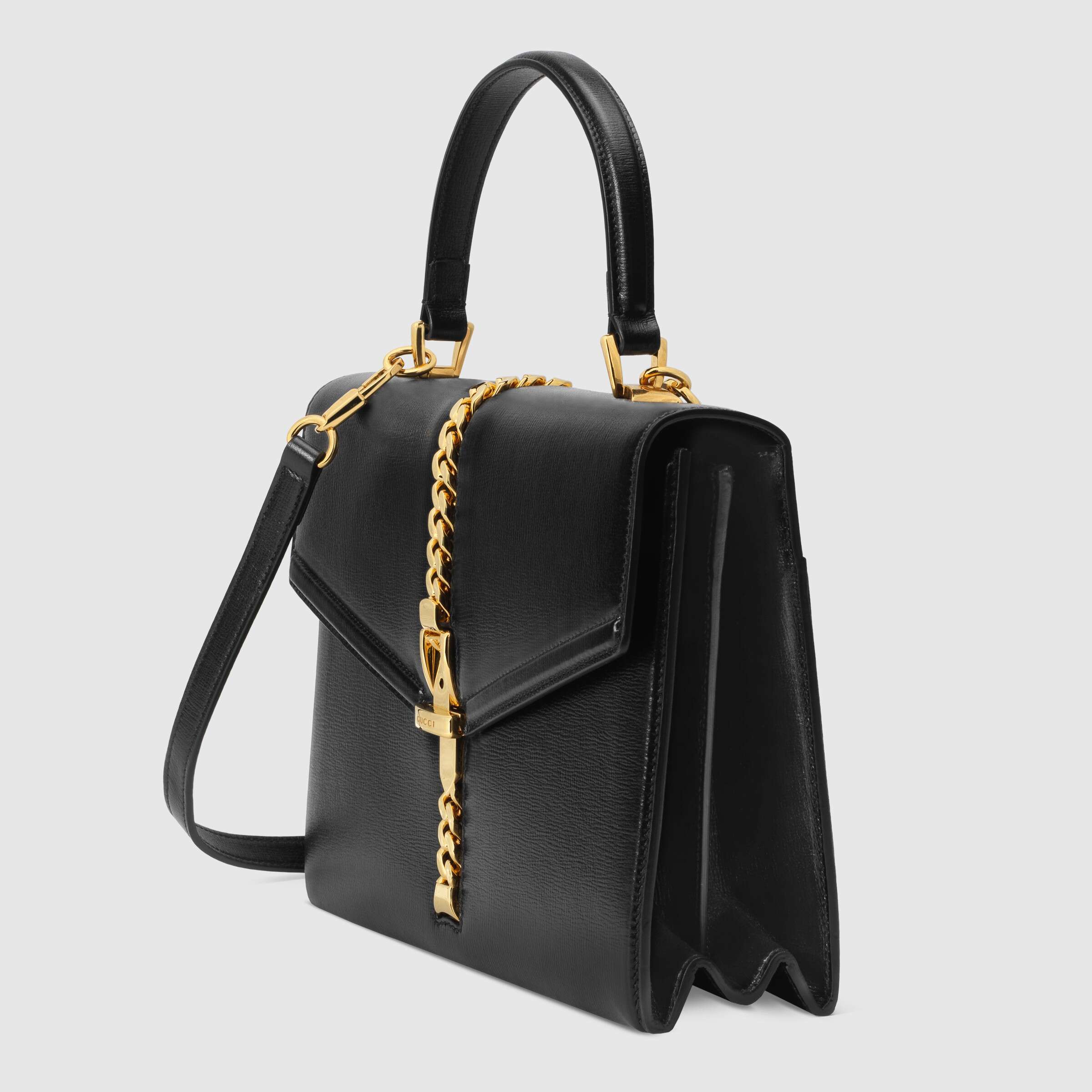 Gucci Sylvie 1969 Small Leather Top Handle Bag for Women - Elegant Black Shoulder Purse for Work, Date Night & Special Occasions