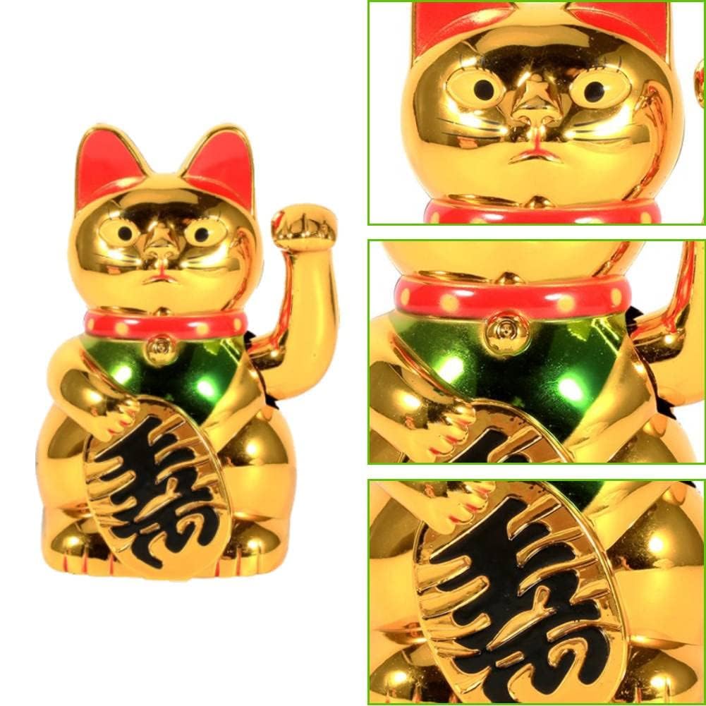 5 Inch Lucky Golden Cat - Chinese Waving Cat for Wealth & Prosperity - Feng Shui Good Luck Decoration for Home, Office & Business