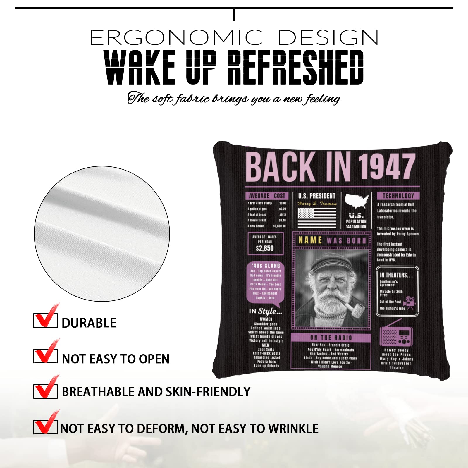 77th Birthday Gifts for Women & Men - Purple 1947 Custom Throw Pillow with Sofa Design | Super Soft Birthday Decor & Party Gift for Boys, Girls, Grandparents | Perfect for Home Decor, Anniversary Celebrations & Special Occasions