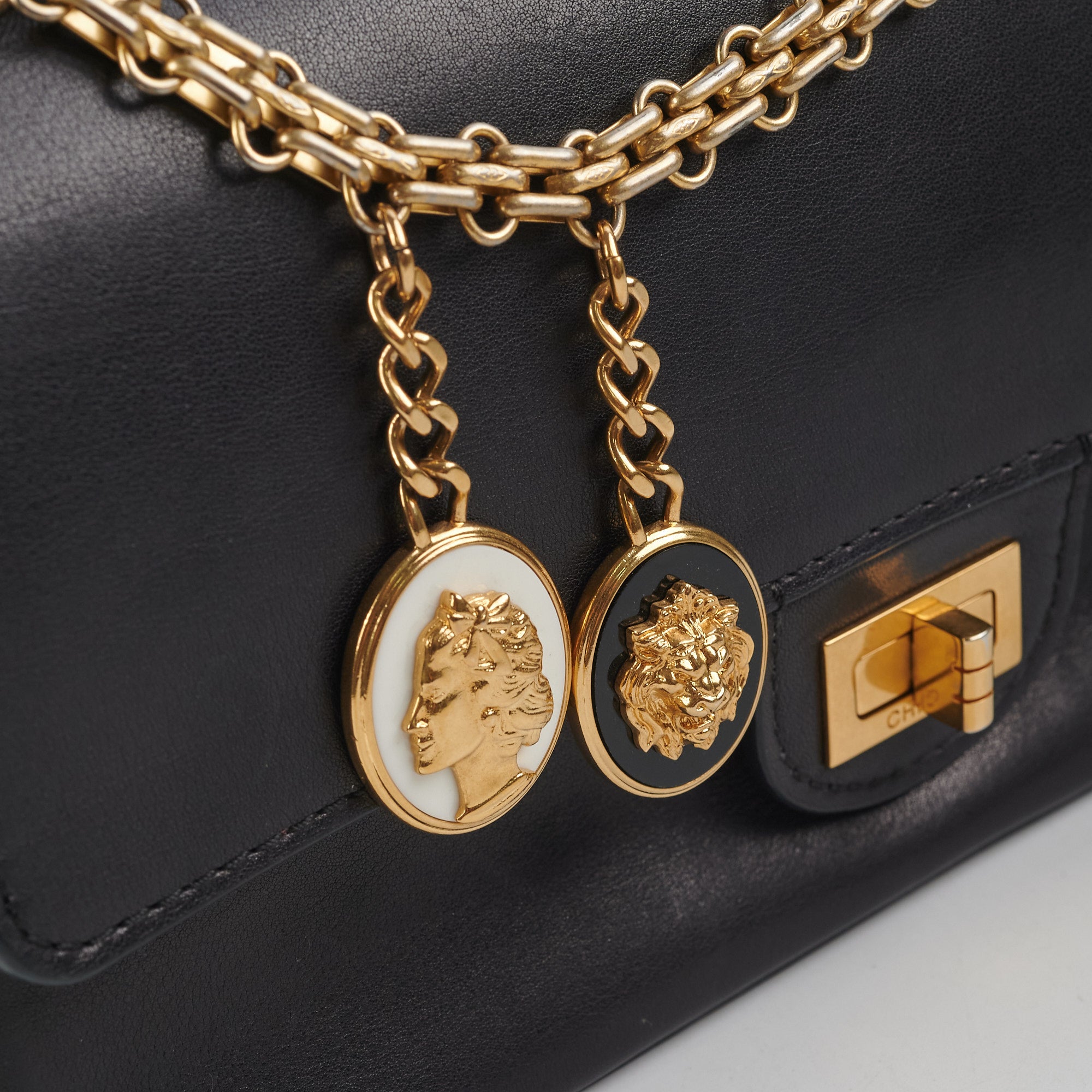 Chanel Nude Reissue 2.55 Flap Bag Black Leather Crossbody Purse for Women - Perfect for Evening Parties, Date Nights & Luxury Fashion Events