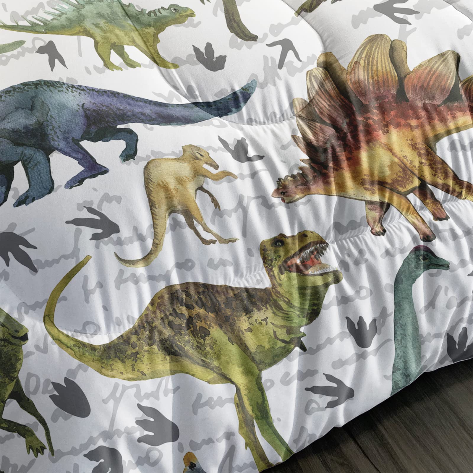 Dinosaur Duvet Cover Twin Size - Jurassic Dino 3 Piece Bedding Set for Boys with Pillow Shams | Ultra Soft, Lightweight & Breathable All Season Comforter | Perfect for Kids' Bedroom, Dinosaur Themed Nursery or Gift