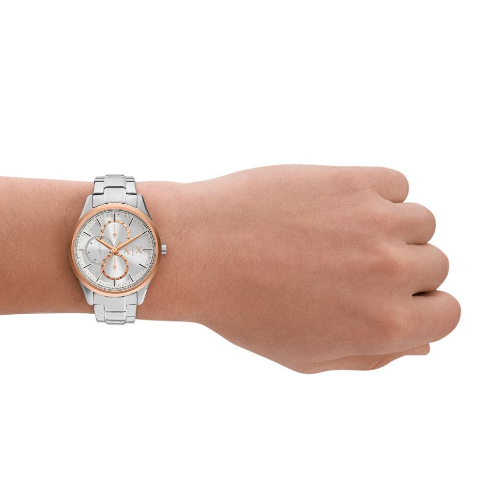 Armani Exchange AX1870 Men's Stainless Steel Watch - Silver Multifunction Strap for Business, Casual & Formal Wear
