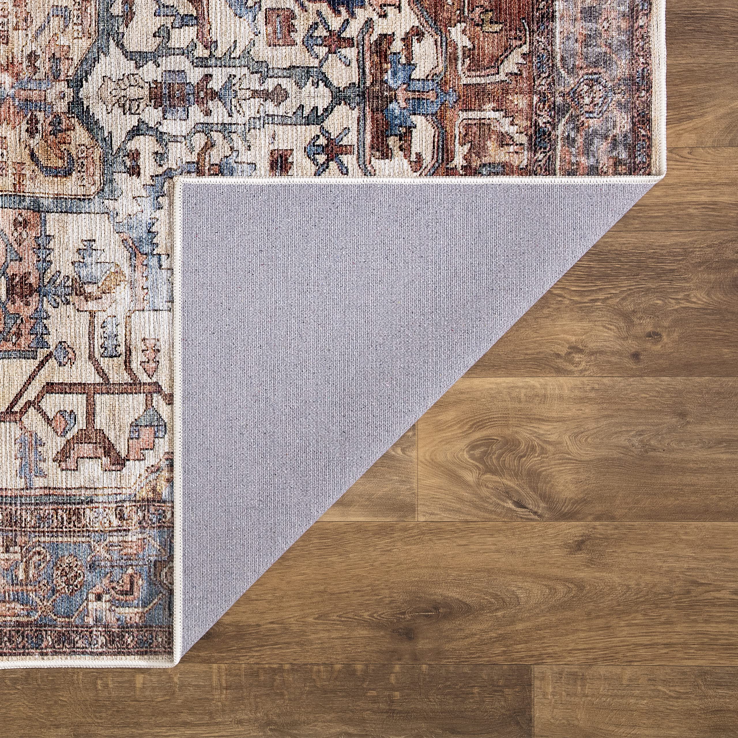 Abani 8' x 10' Vintage Medallion Rectangular Area Rug - Machine Washable, Stain Resistant & Non-Shedding - Terracotta Polypropylene Rug for Living Room, Bedroom & Dining Room
