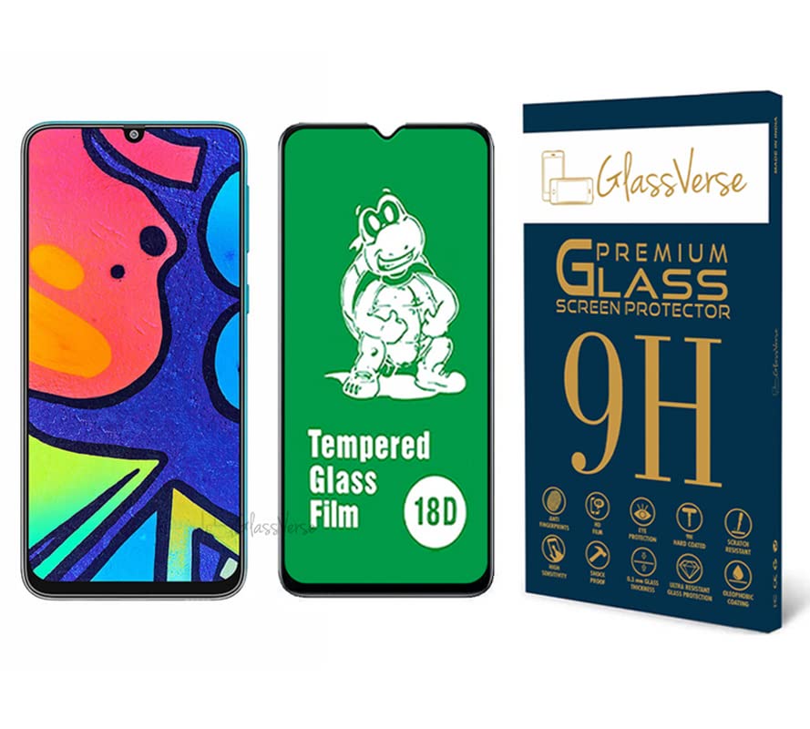 GlassVerse 18D Tempered Glass Screen Protector with Airbag Technology for Samsung Galaxy F41 (6.4 Inch) - Full Screen Coverage, Free Installation Kit Included | Perfect for Everyday Protection Against Drops & Scratches
