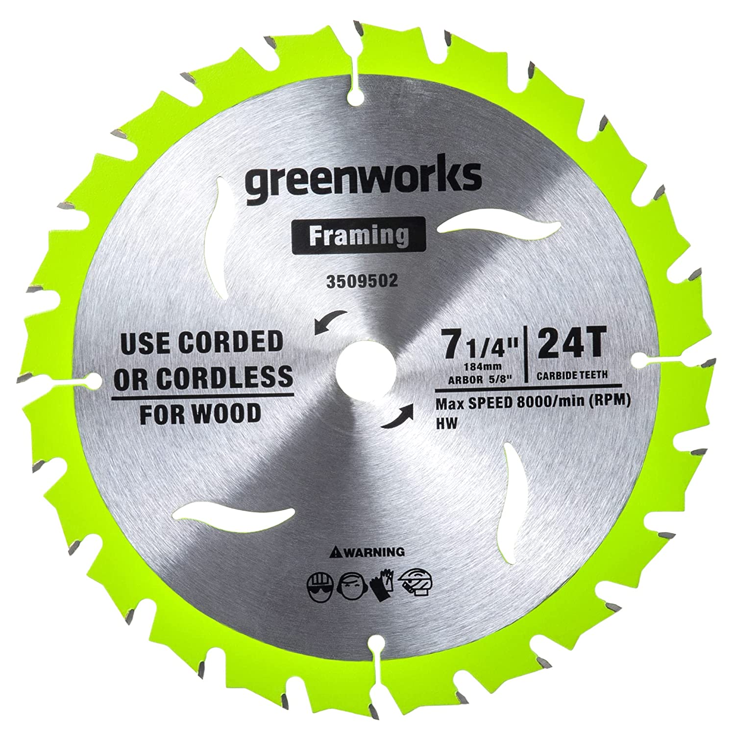 Greenworks 24V 7-1/4 Inch 24T Circular Saw Blades - Premium Replacement Blades for Wood Cutting - Perfect for DIY Projects, Carpentry, and Home Renovations
