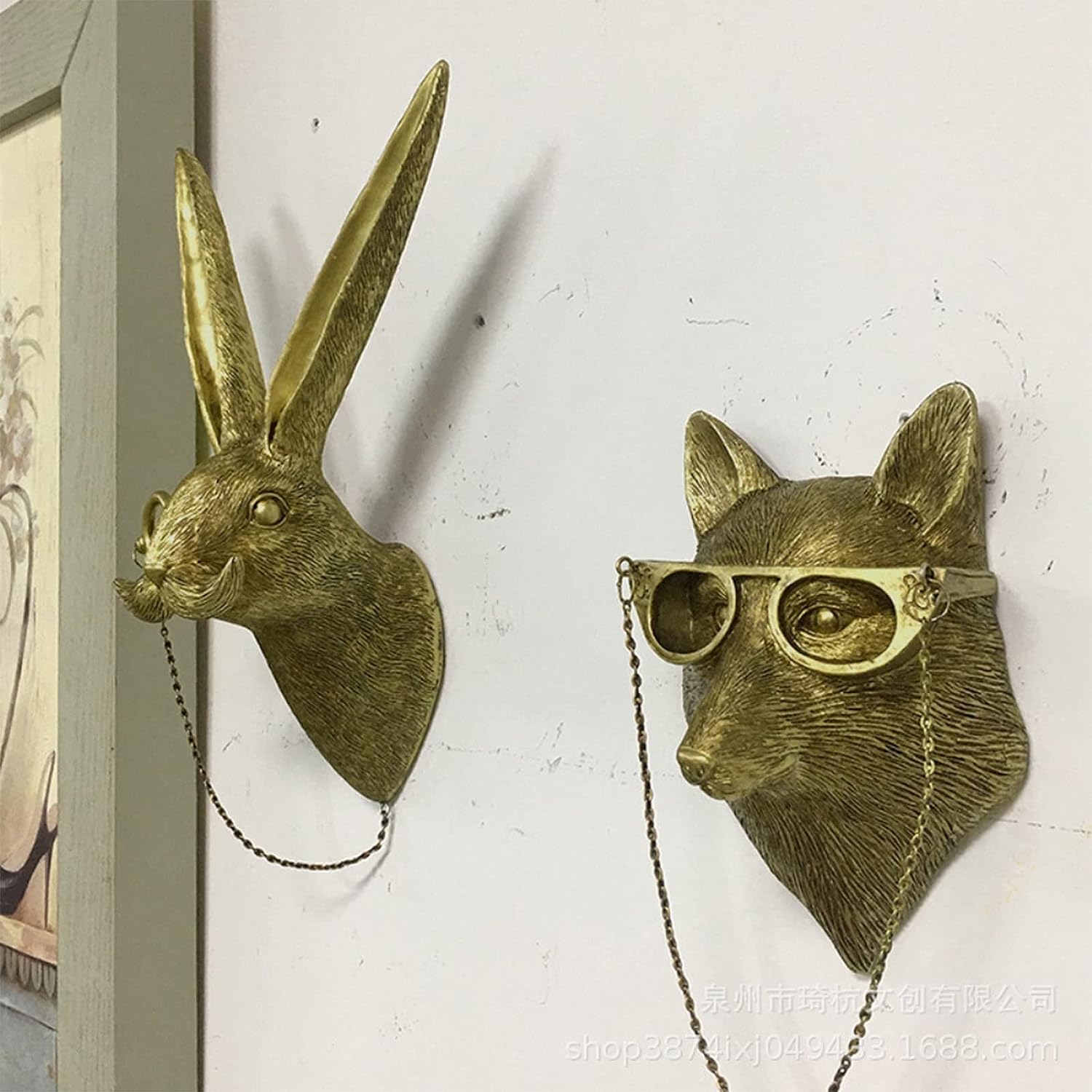 HEITIGN Waterproof Bronzed Resin Animal Wall Hanging Sculpture - 5PCS Set for Sun Protection, Home Decor, Garden & Outdoor Decorations - Perfect Gift for Housewarming & Interior Design