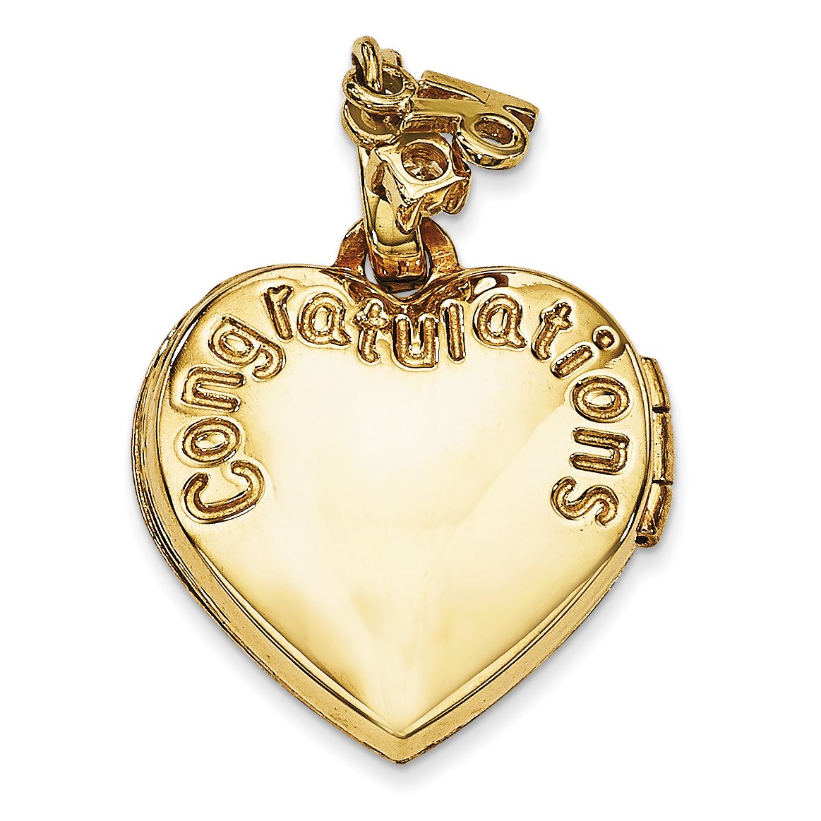 14K Yellow Gold Happy Birthday Charm Pendant with Number 16 & CZ Heart Locket (15x15mm) - Perfect for Birthdays, Graduation Gifts & Jewelry Collections