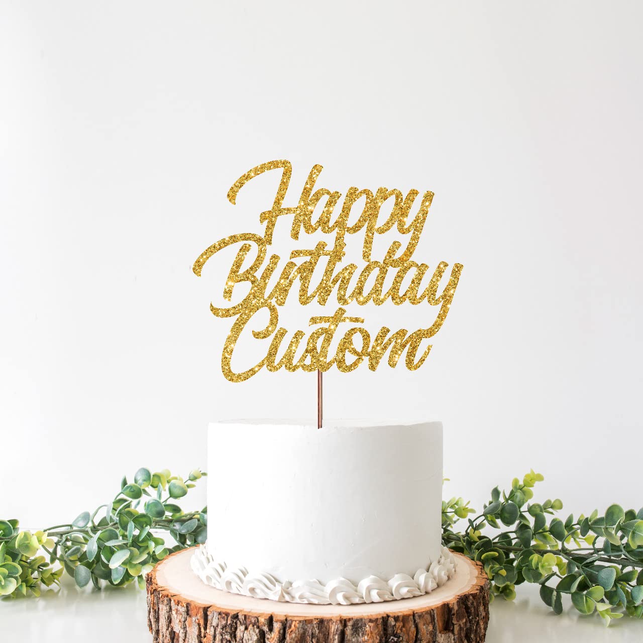 Custom Glitter Cake Topper - Personalized Name Birthday Cake Decoration | Beaver Fun Happy Birthday Design | DIY Cake Topping for Parties, Baby Showers & Celebrations