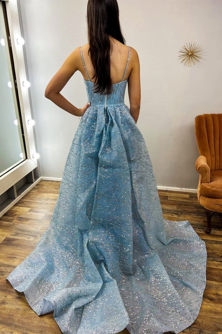 Mermaid Blue Sequin Long Prom Dress - Sparkling Formal Evening Gown for Homecoming, Quinceañera & Special Occasions | Elegant Party Dress J5107