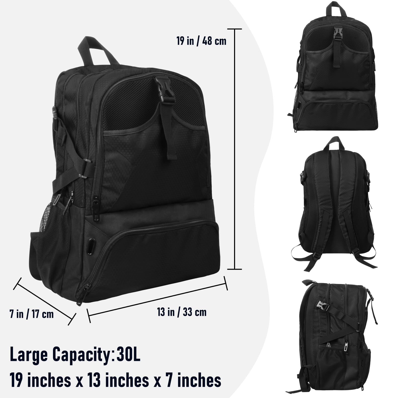 **Waterproof Basketball Backpack with Large Shoe & Ball Compartment – 30L Sports Equipment Bag for Men & Women – Perfect for Gym, Soccer, Volleyball, Travel & Outdoor Activities**