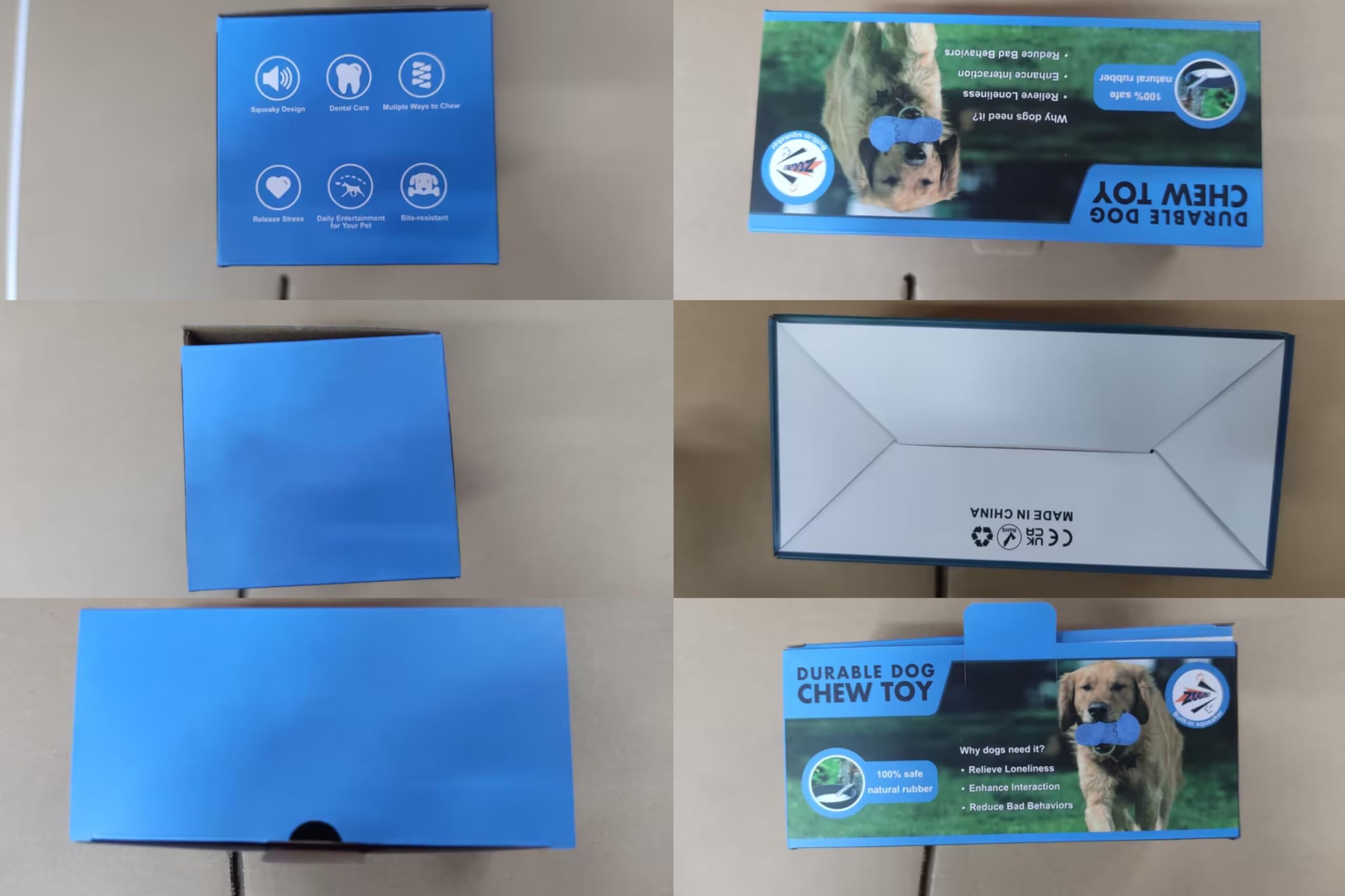 Indestructible Dog Toys for Aggressive Chewers - Durable Chew Toys for Medium & Large Dogs - Heavy Duty Squeaky Slipper Toy (Blue) - Perfect for Playtime, Training & Anxiety Relief