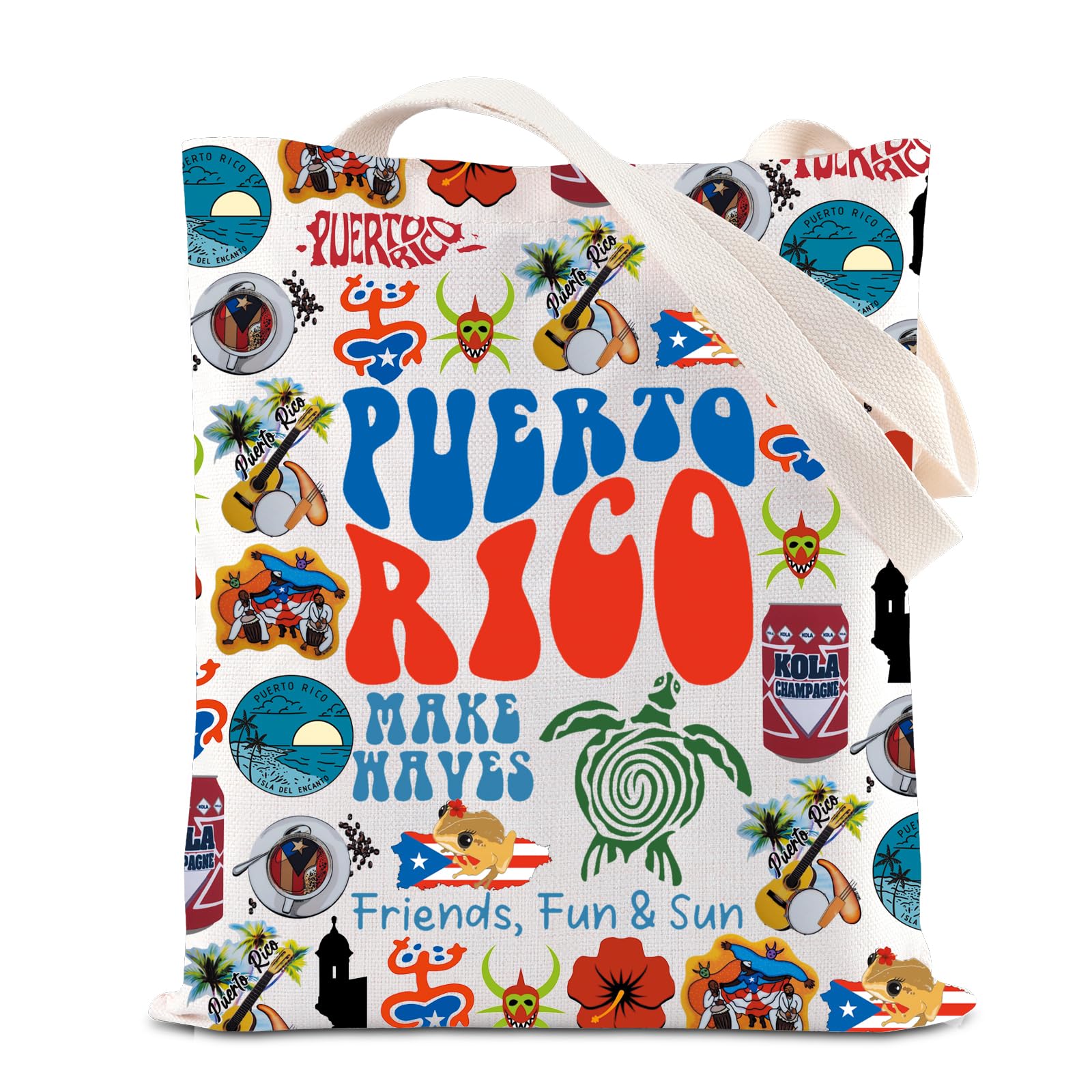 FOTAP Puerto Rico Travel Tote Bag - Caribbean Vacation Shoulder Bag for Women & Men - Perfect Beach Bag, Souvenir Gift & Tourist Accessory for Island Getaways