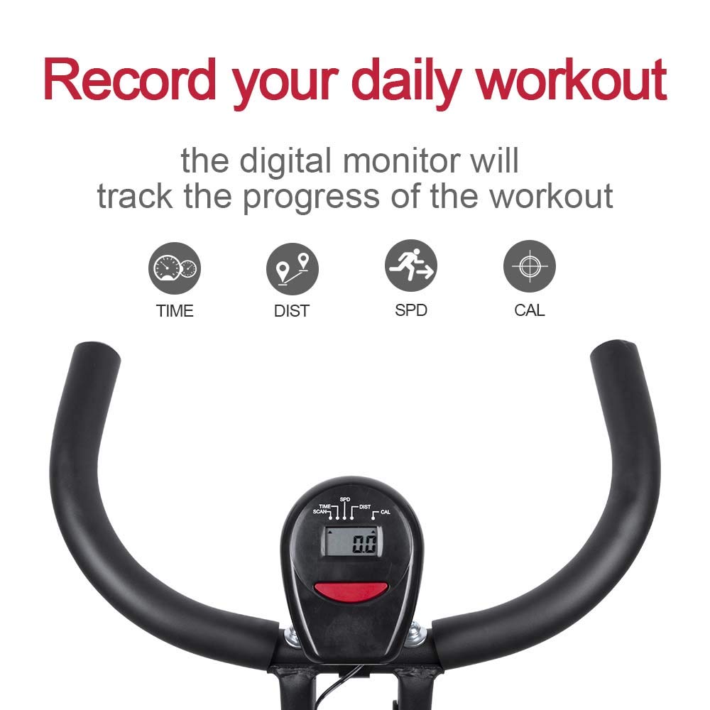 Foldable Magnetic Upright Exercise Bike - 8 Resistance Levels Indoor Cycling Bike for Home Cardio Workout | Compact Fitness Equipment for Small Spaces & Apartment Workouts