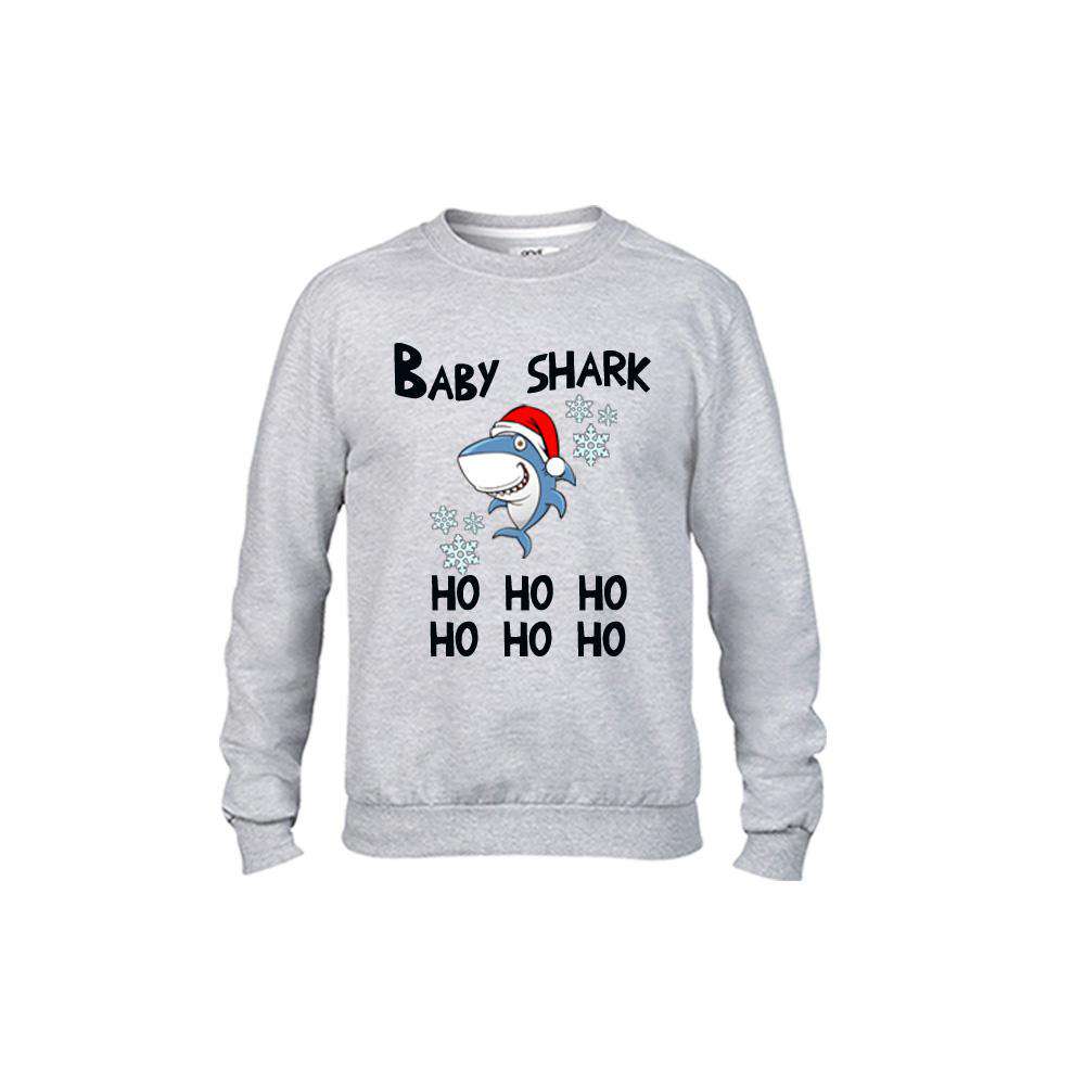 Christmas Shark Family Matching Grey Sweaters - Fun Holiday Outfits for Family Photos & Festive Gatherings