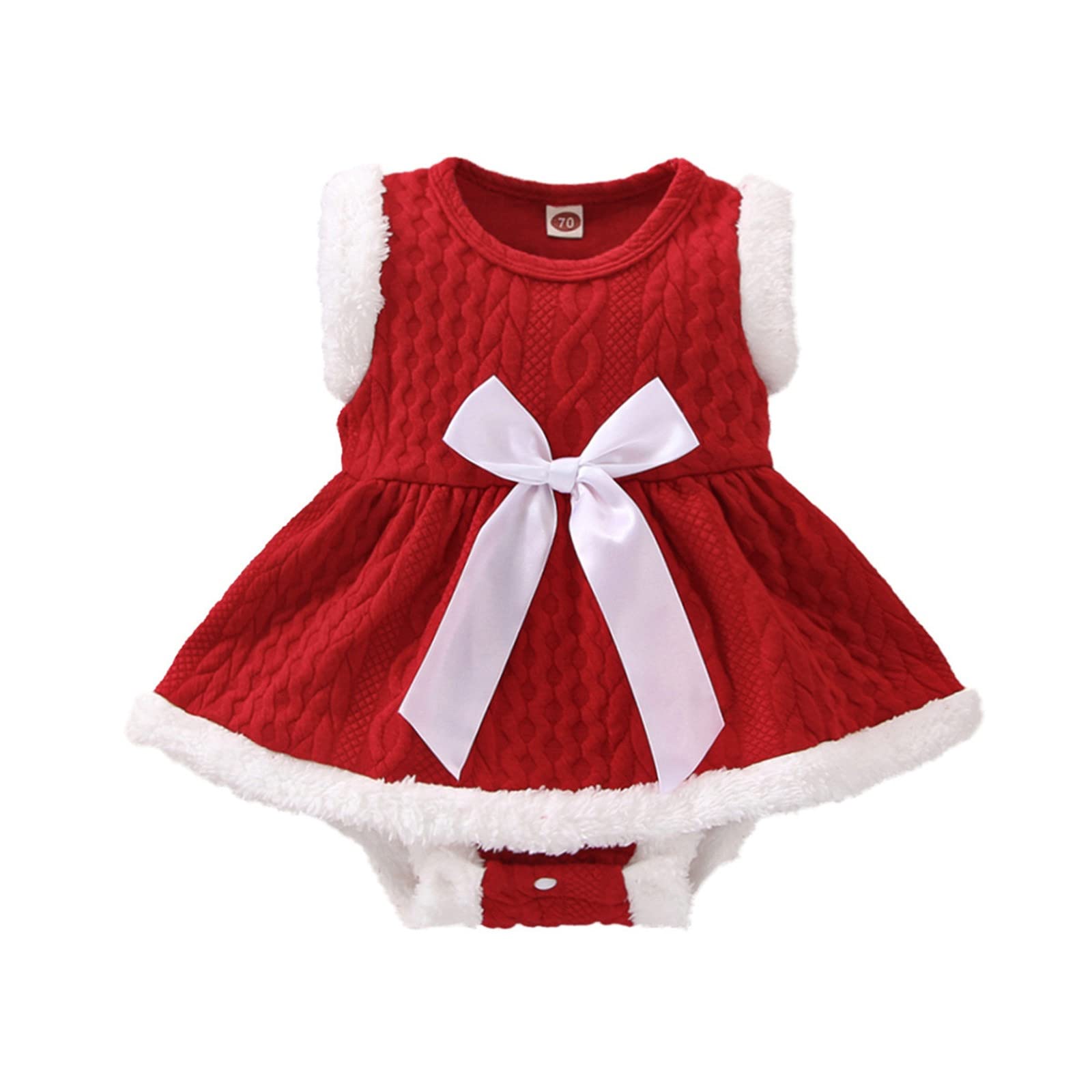 6 Months Baby Girl Christmas Dress - Sleeveless Patchwork Bowknot Princess Outfit for Newborn & Toddler (Size 2T) | Holiday Photo Shoot, Party Wear & Special Occasion Outfit