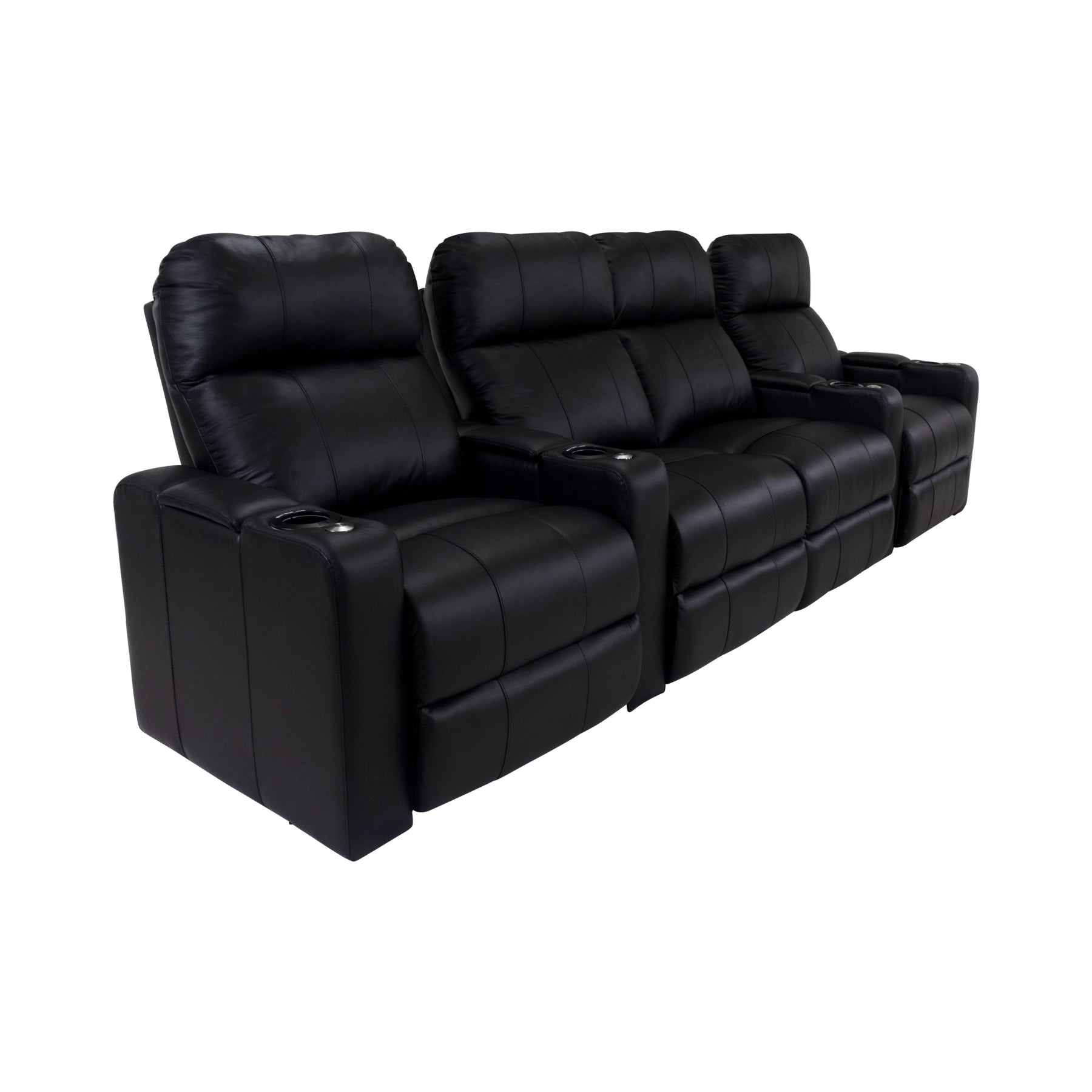 RowOne 4-Piece Recliner Set - Ultra Soft Fabric Sectional Sofa with Cup Holders and USB Ports | Perfect for Living Room, Home Theater, and Family Gatherings