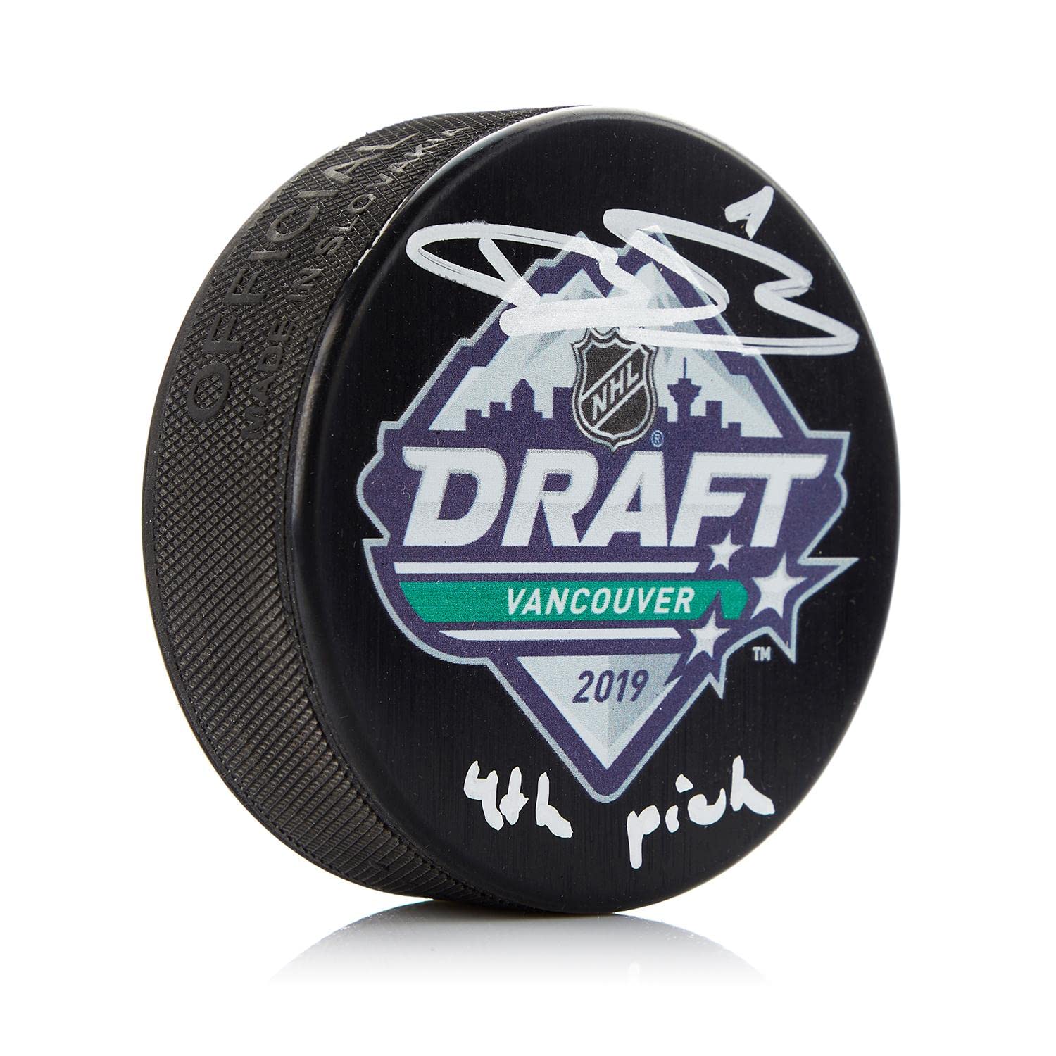 Topps Bowen Byram Signed 2019 NHL Entry Draft Puck with 4th Pick Note - Autographed NHL Hockey Collectible - Perfect for Sports Memorabilia Displays and Fan Collections
