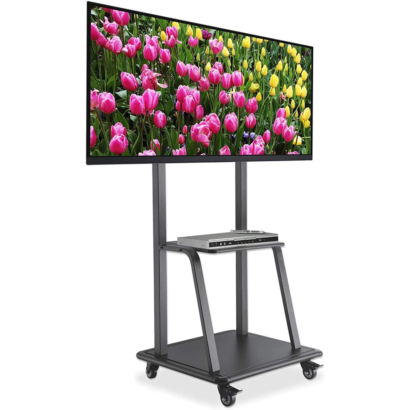 Ultra Heavy Duty Height Adjustable TV Stand Cart with Wheels - Mobile TV Mount for Living Room, Bedroom, Classroom or Office