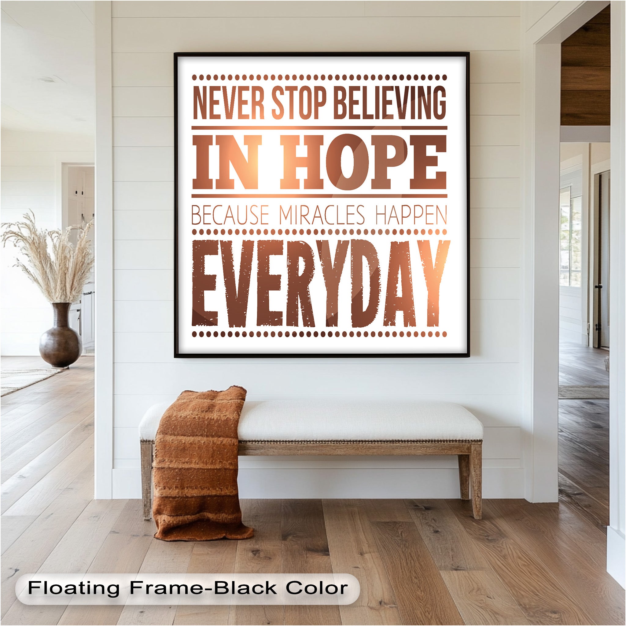 Inspiring 'Believe in Hope' Motivational Oil Painting - Uplifting Wall Art for Home, Office & Meditation Space