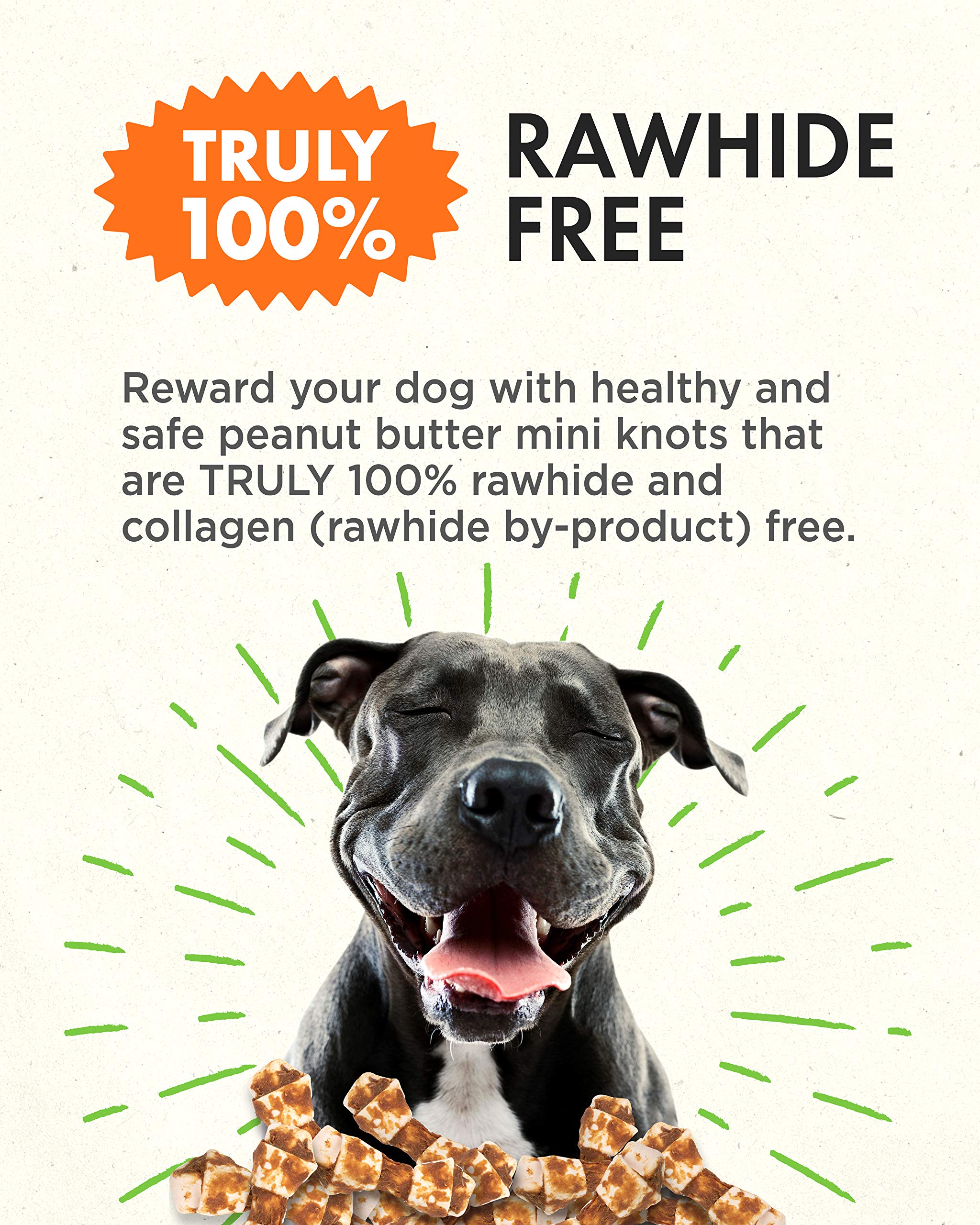 **Canine Naturals Natural Peanut Butter Dog Chews, Mini Knot - 12 Pack | 100% Rawhide & Collagen Free | All-Natural, Digestible Treats with Real Peanut Butter | Perfect for Training & Dental Health**